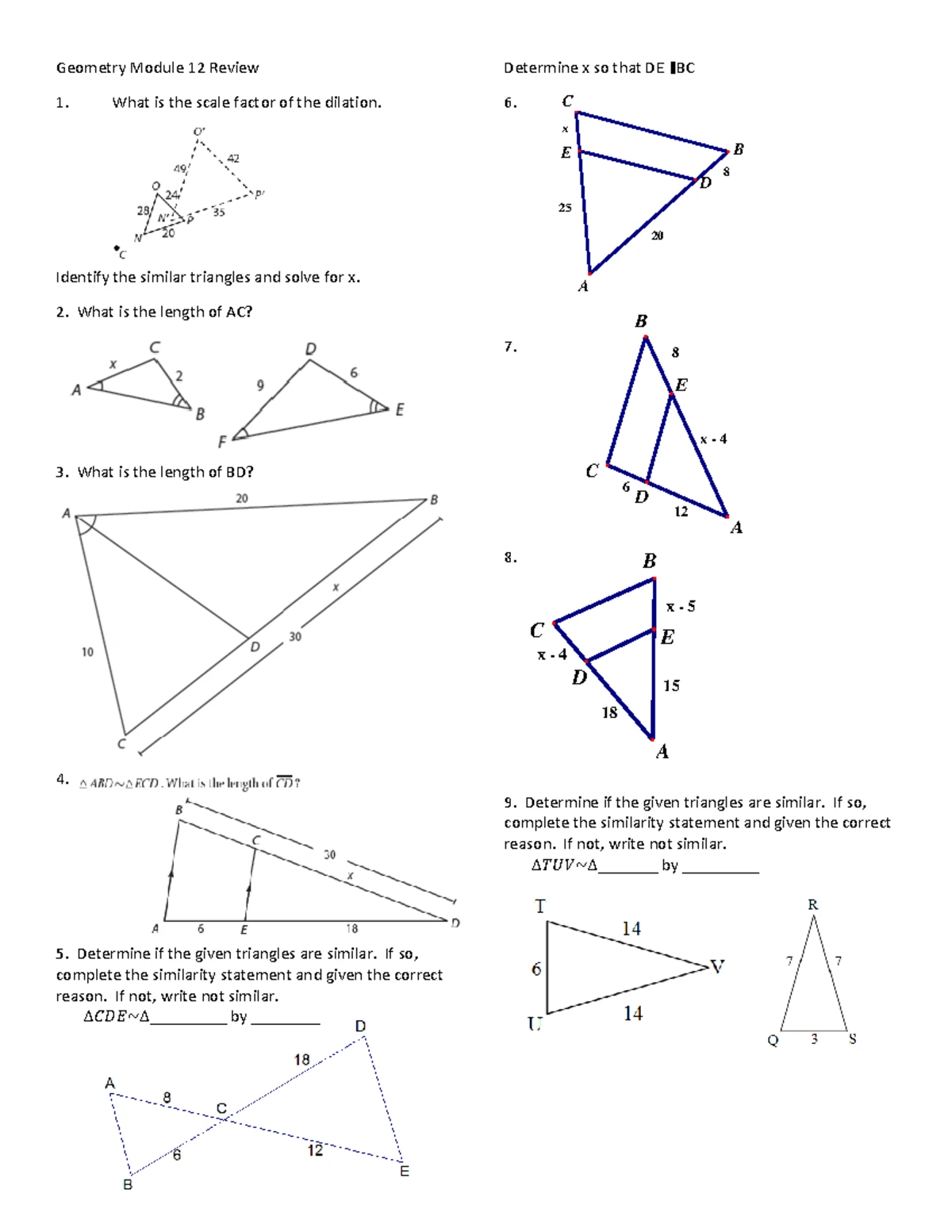 pool table geometry worksheet