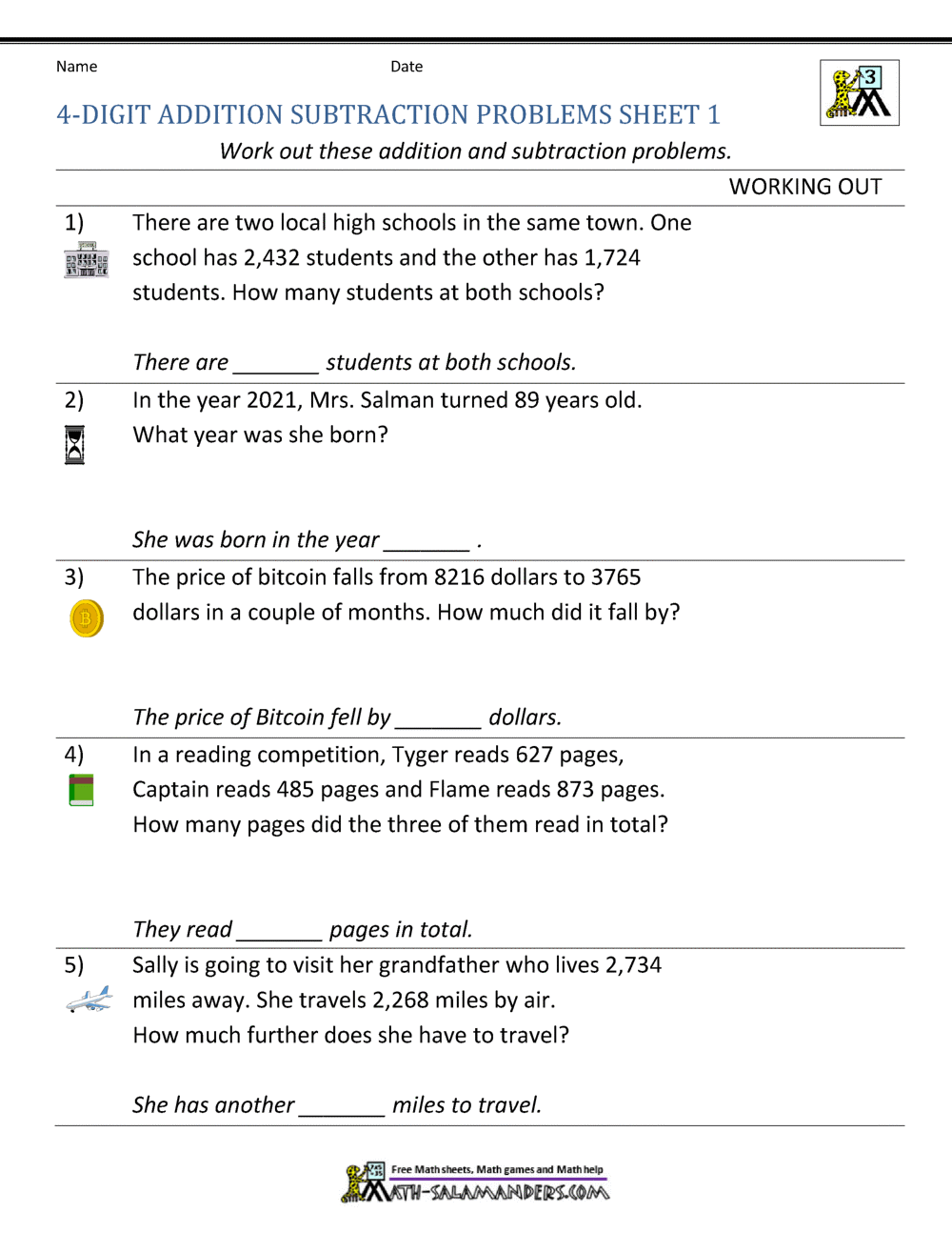 3rd Grade Addition And Subtraction Word Problems 3rd Grade Addition And Subtraction Word Problems