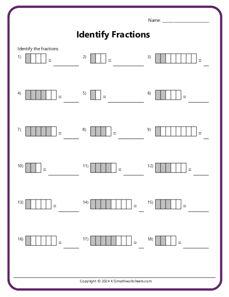 3rd Grade Fraction Worksheets K12 Math Worksheets