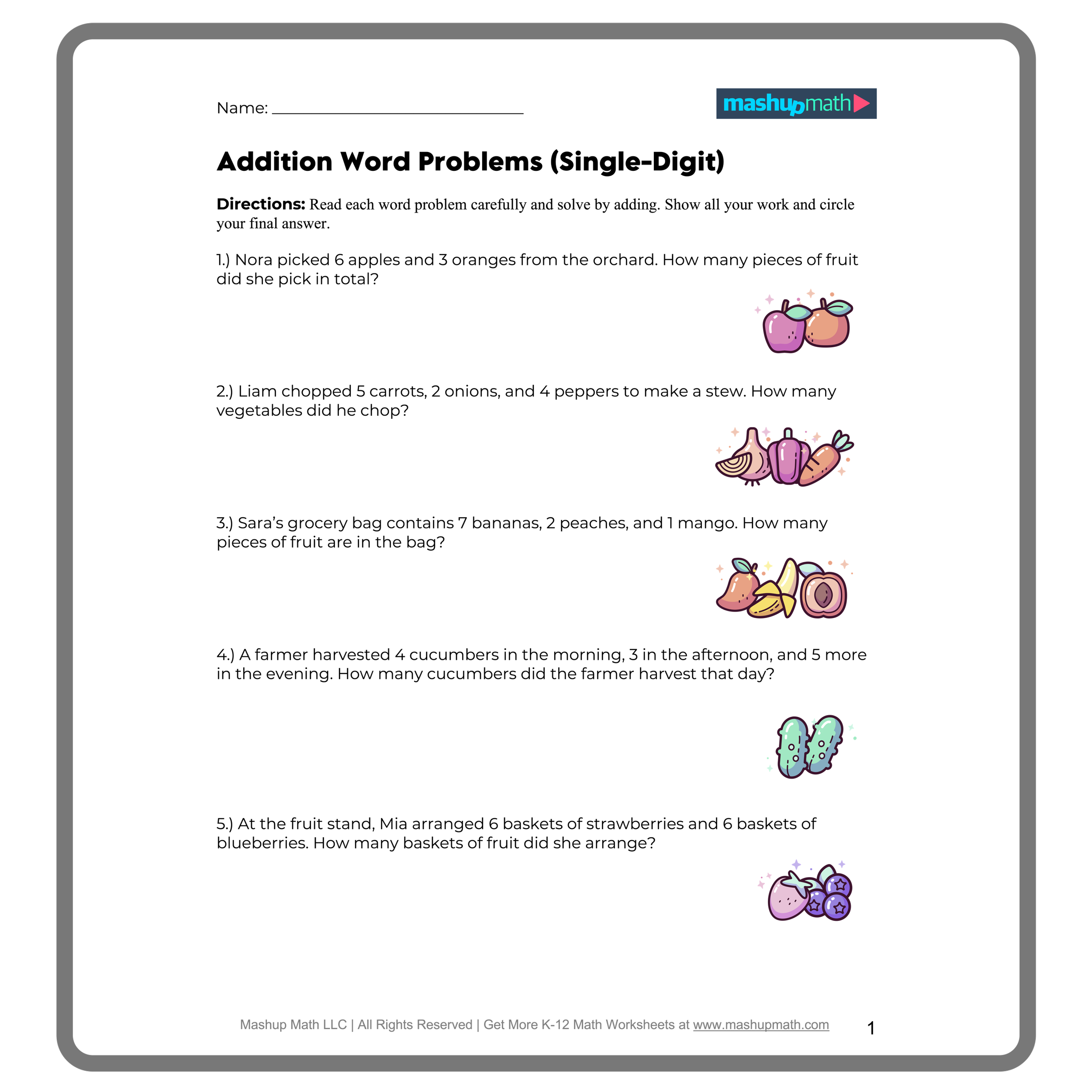 3rd Grade Word Problems Free PDF Worksheets Mashup Math