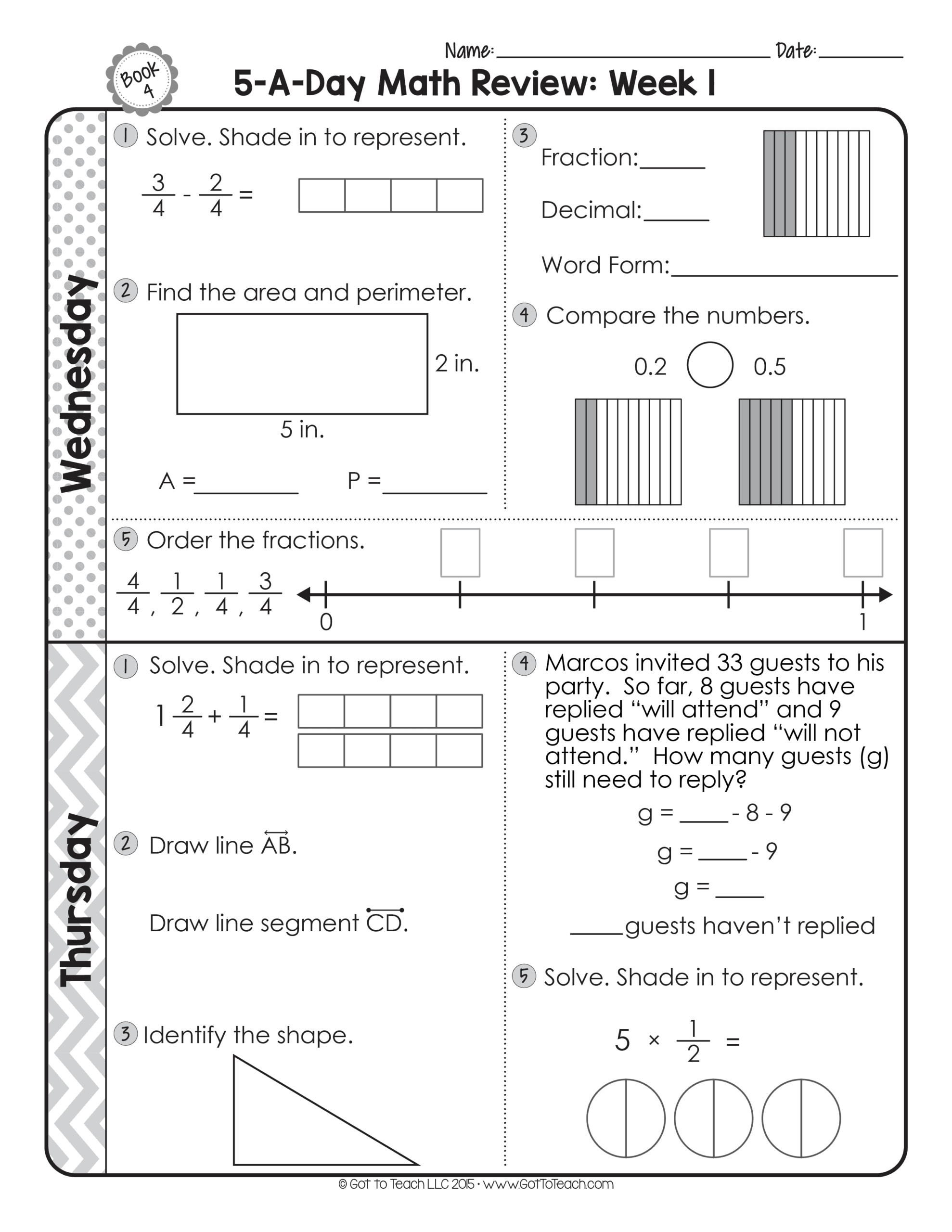 4th Grade Daily Math Spiral Review Teacher Thrive