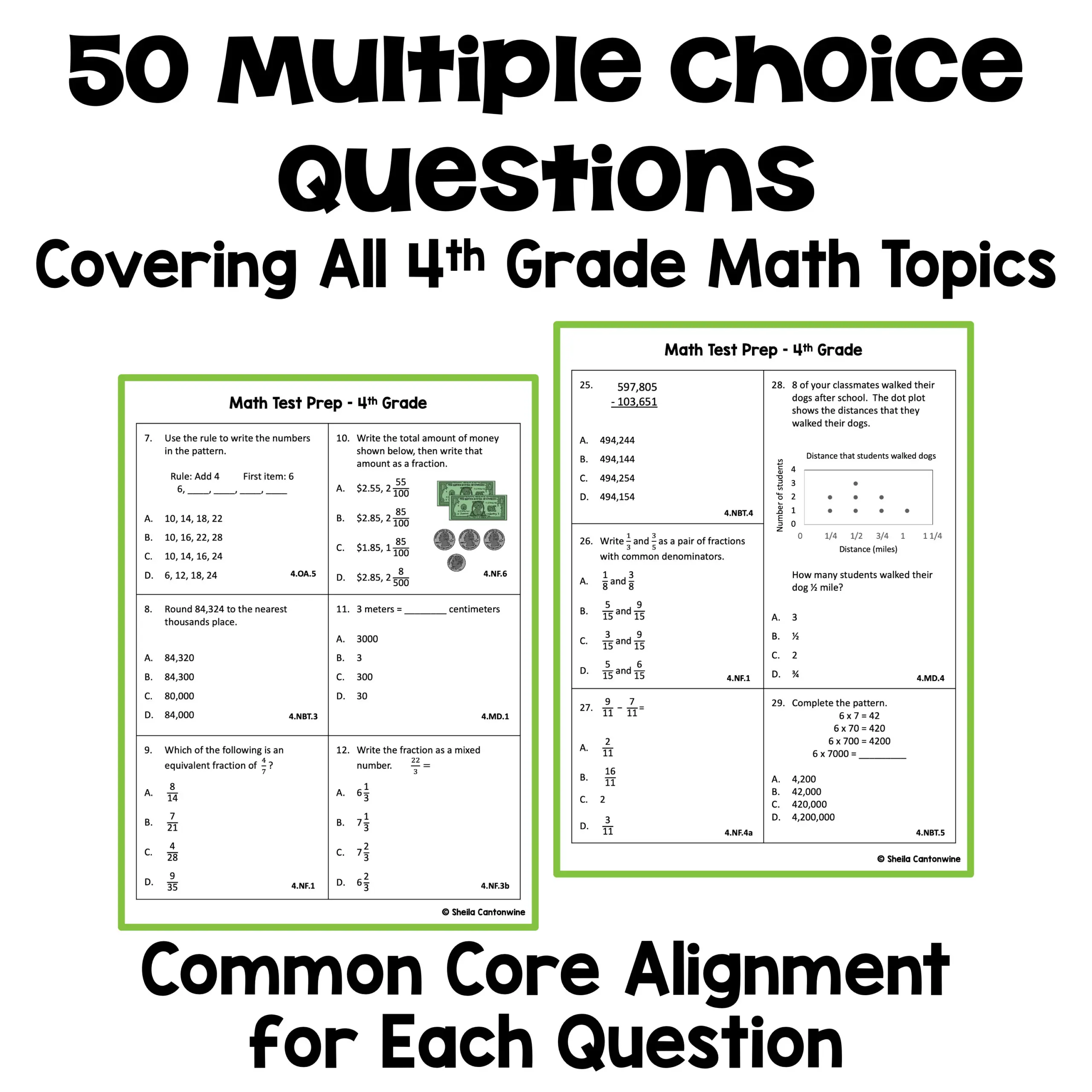 4th Grade Math Review Worksheets Test Prep Common Core Etsy Ireland