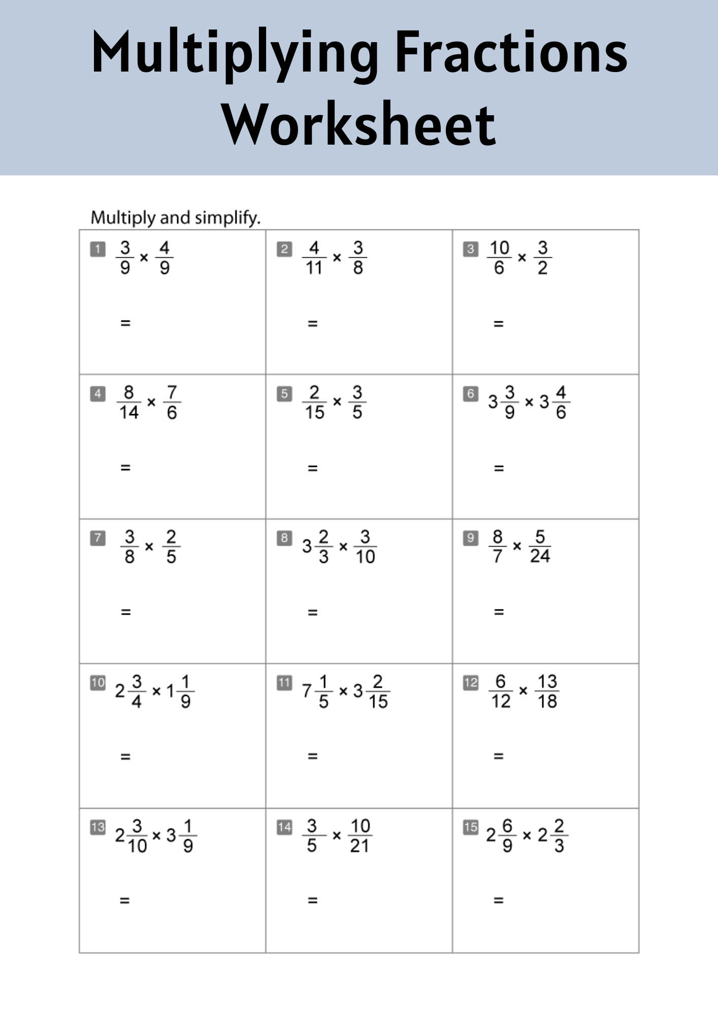 multiplying fractions worksheets multiplying fractions worksheets