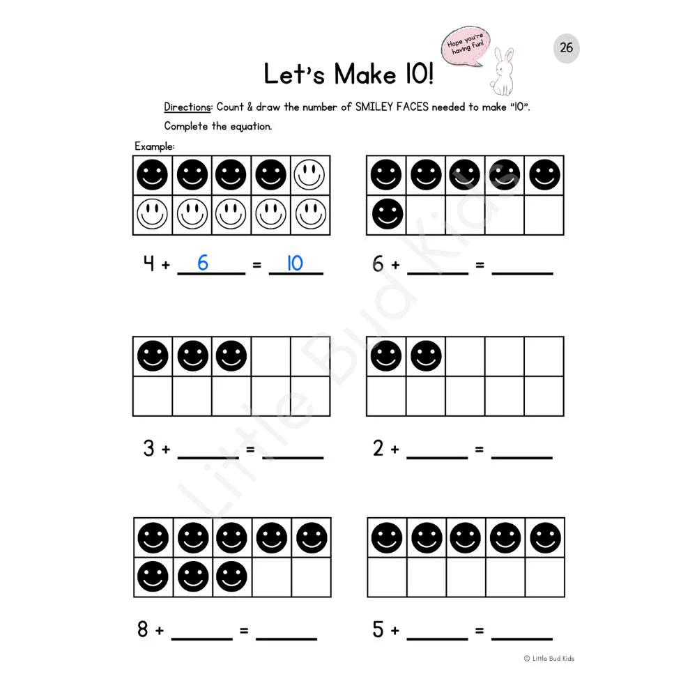 50 Page Beginning Math Ten Frame Worksheet Set For Kindergarten Math Little Bud Kids 50 Page Beginning Math Ten Frame Worksheet Set For Kindergarten Math Little Bud Kids