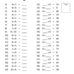 8 Times Table Worksheet Page