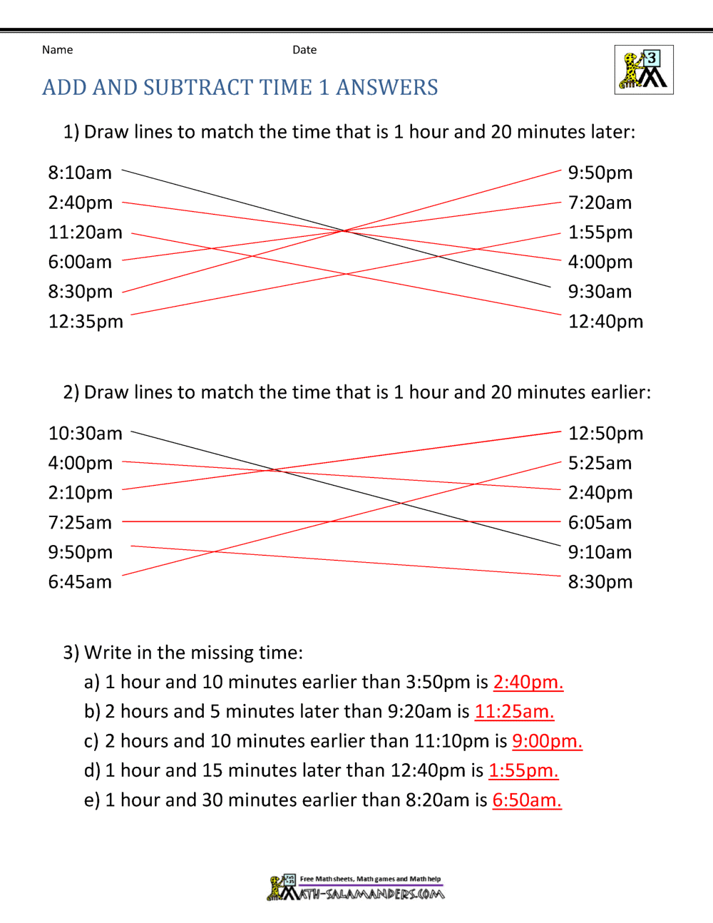 time addition worksheet