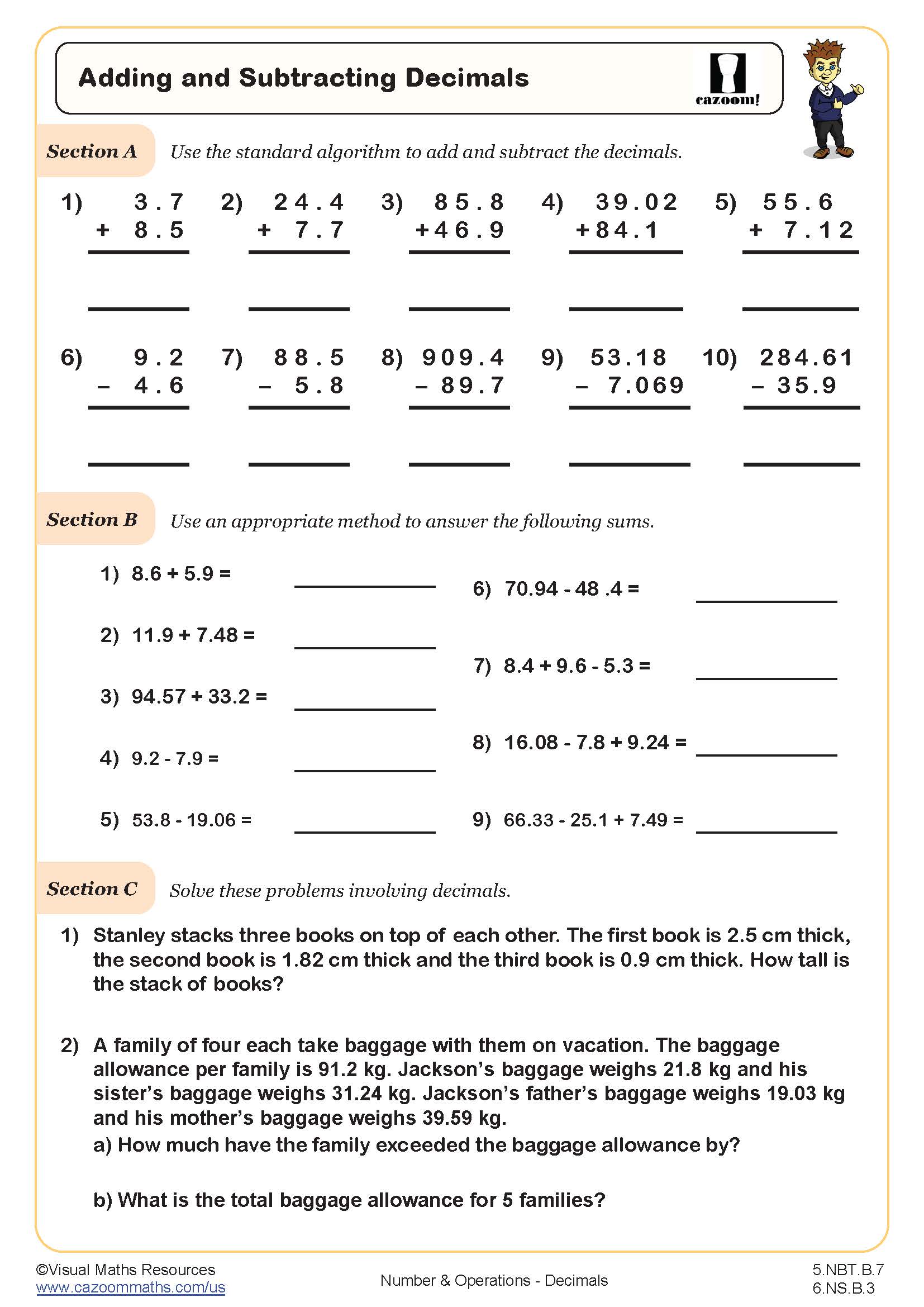 Adding And Subtracting Decimals Worksheet Fun And Engaging 5th Grade PDF Worksheets