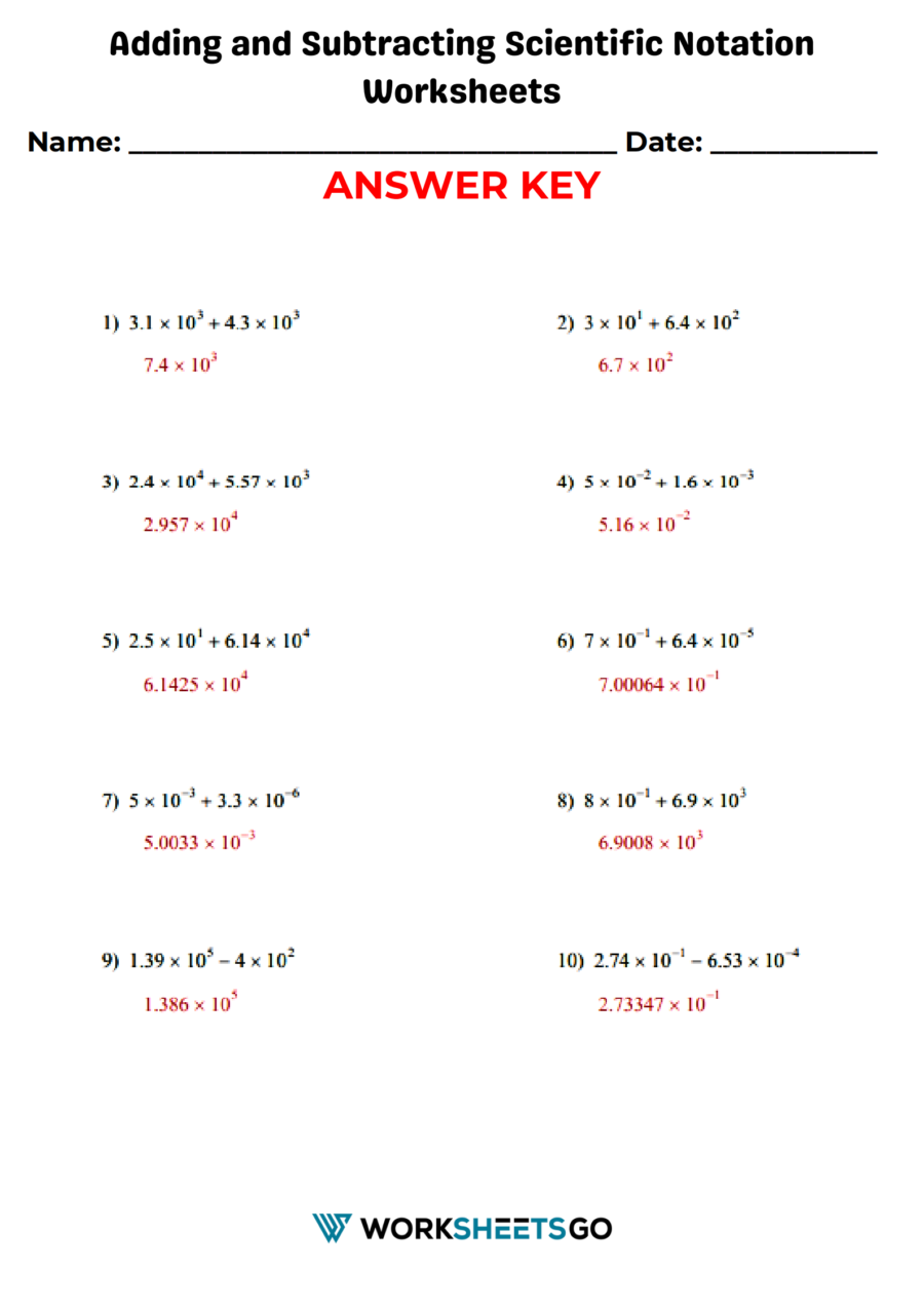 Adding And Subtracting Scientific Notation Worksheets WorksheetsGO Adding And Subtracting Scientific Notation Worksheets WorksheetsGO