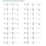Adding Fractions With Like Denominators Worksheets
