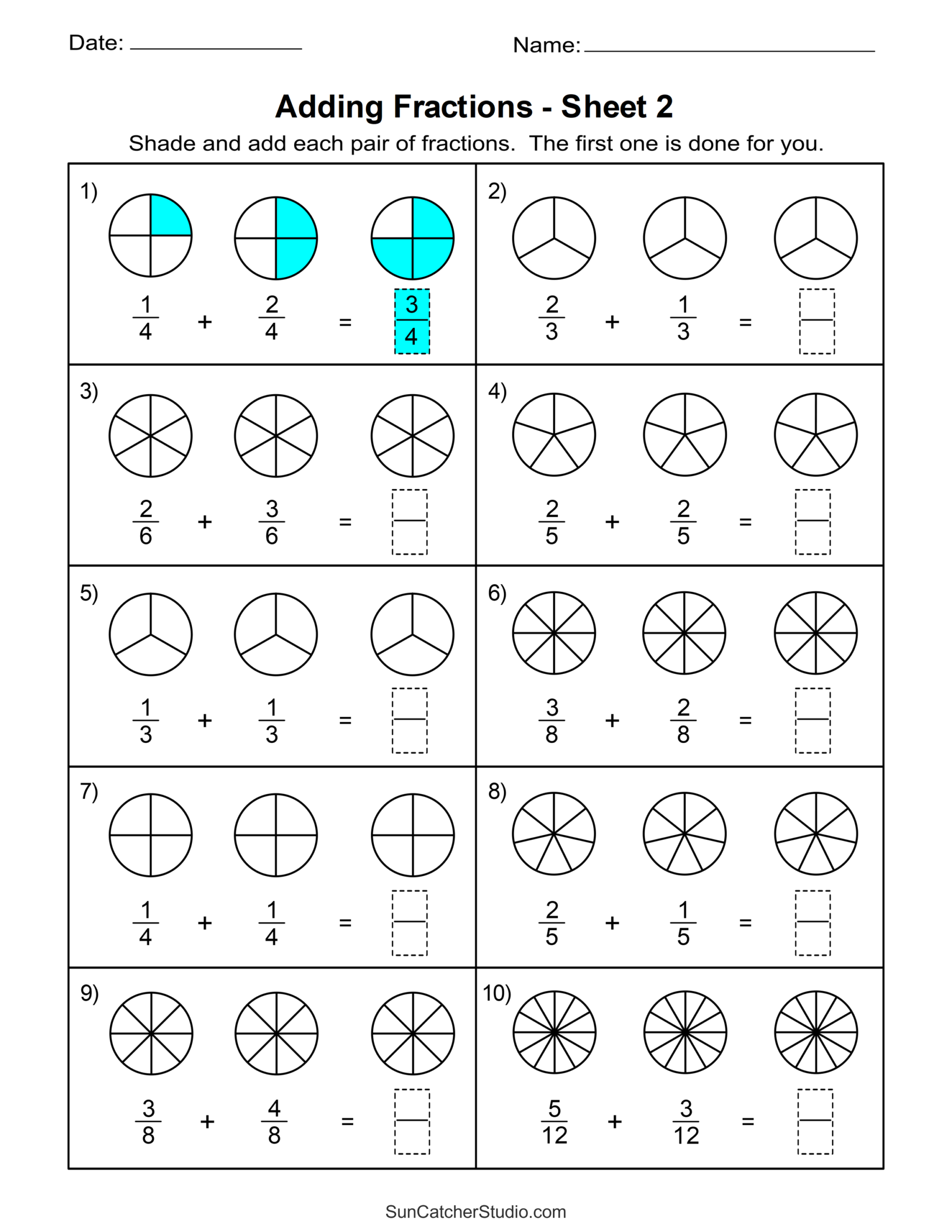 common denominator fractions worksheet