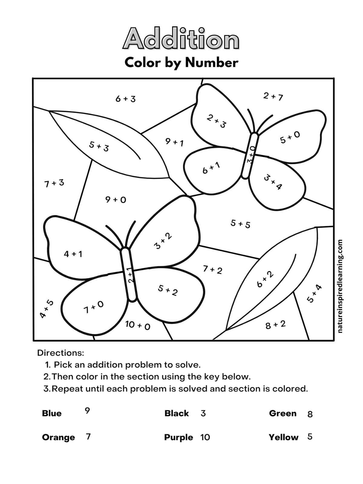 color by number addition worksheets