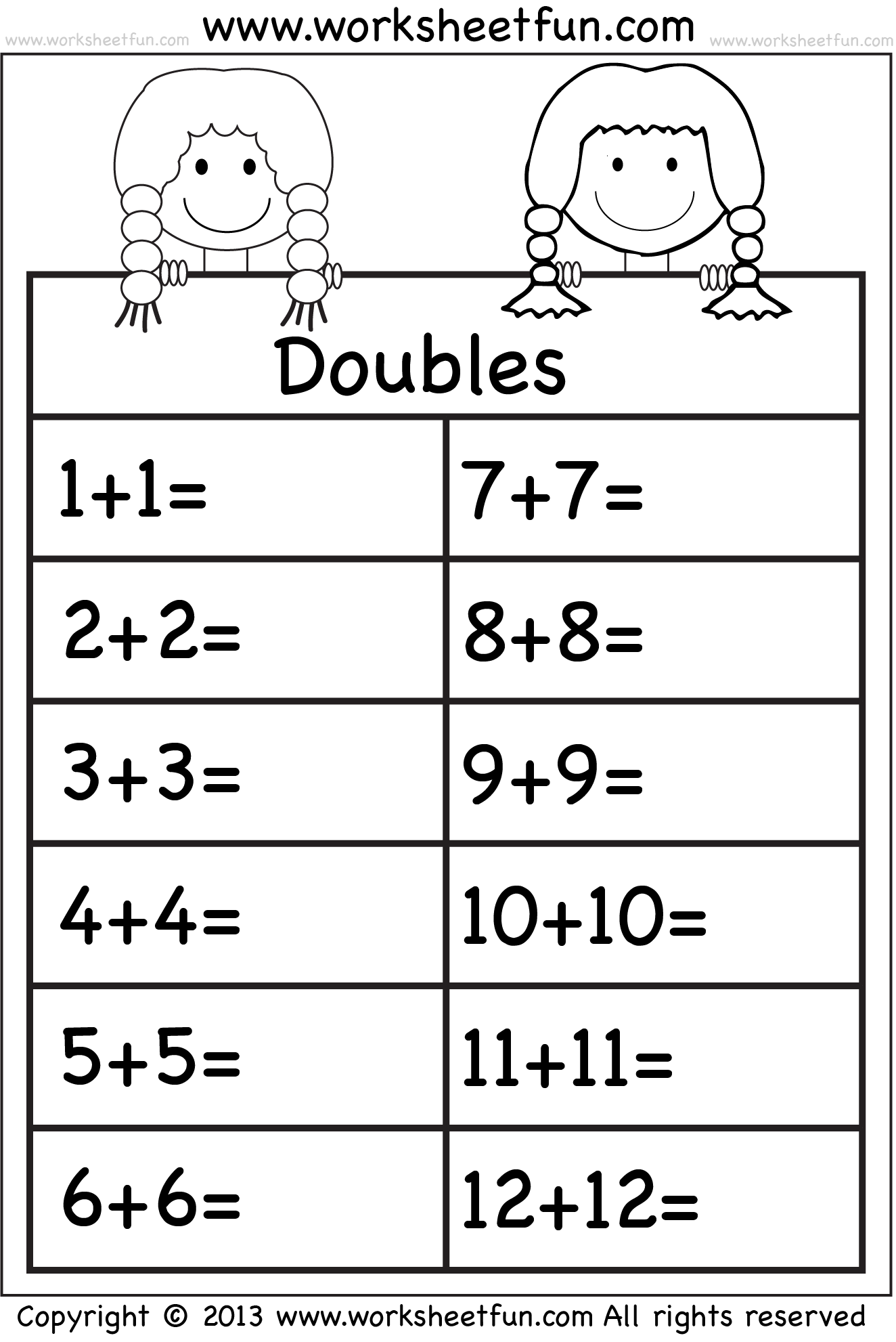 Addition Doubles 1 Worksheet FREE Printable Worksheets Worksheetfun Addition Doubles 1 Worksheet FREE Printable Worksheets Worksheetfun