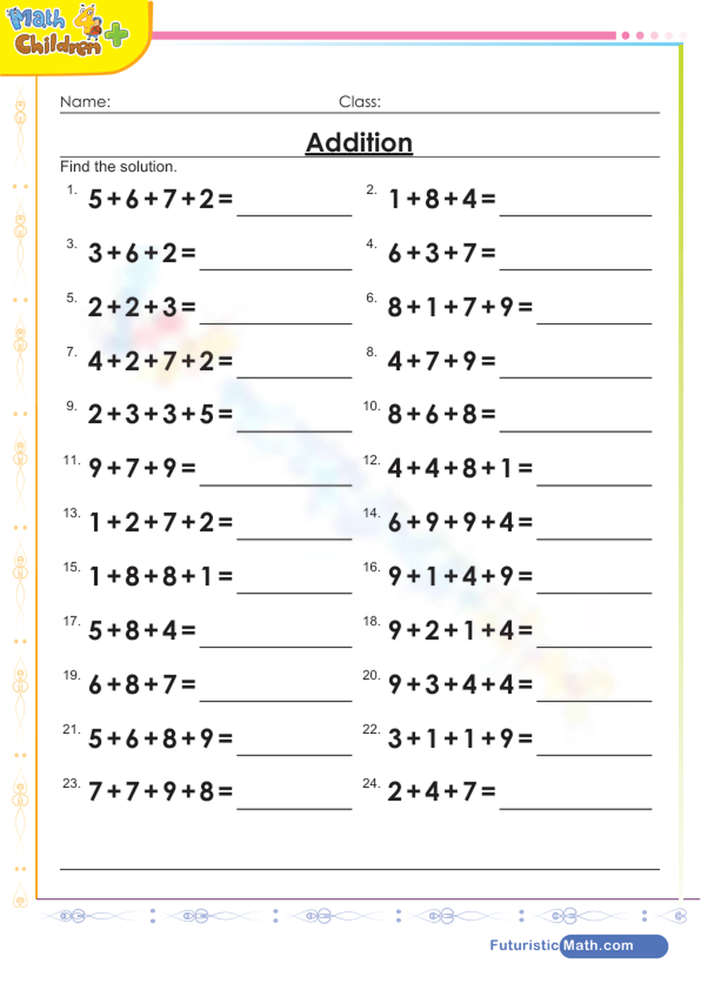 Addition Multi operations Worksheet Worksheets Library
