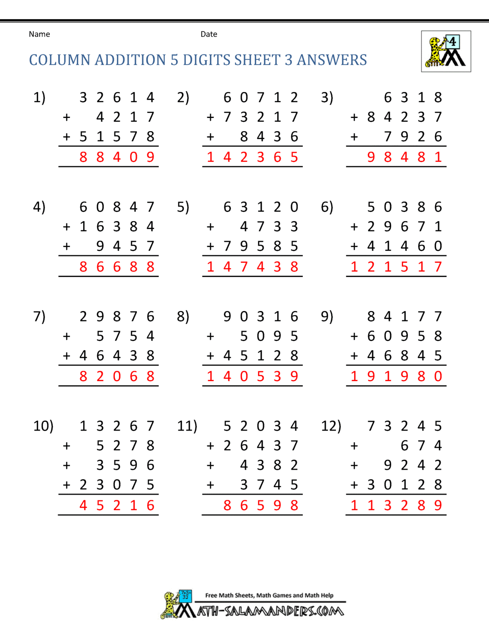 Addition Regrouping Worksheet 4th Grade