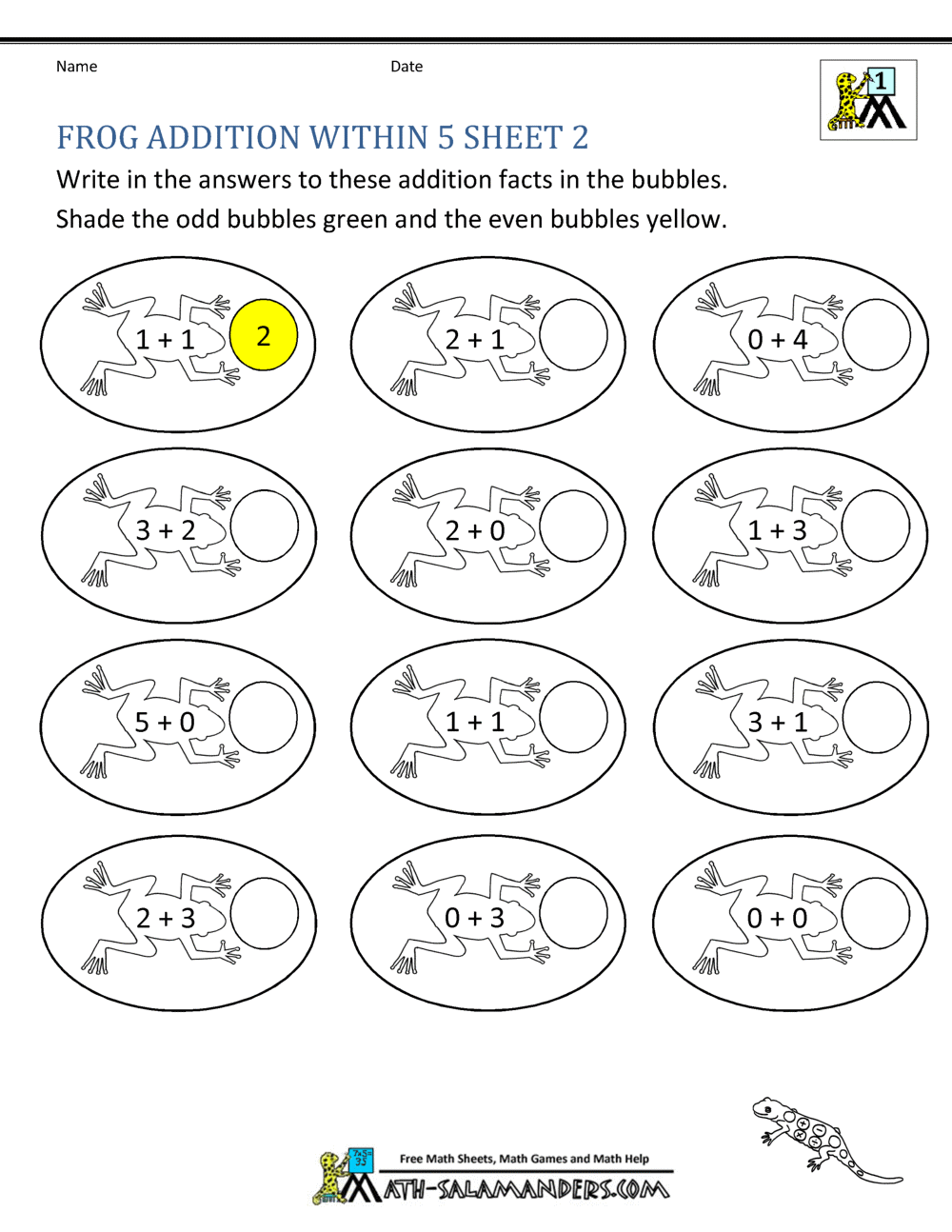 addition to 5 worksheet addition to 5 worksheet