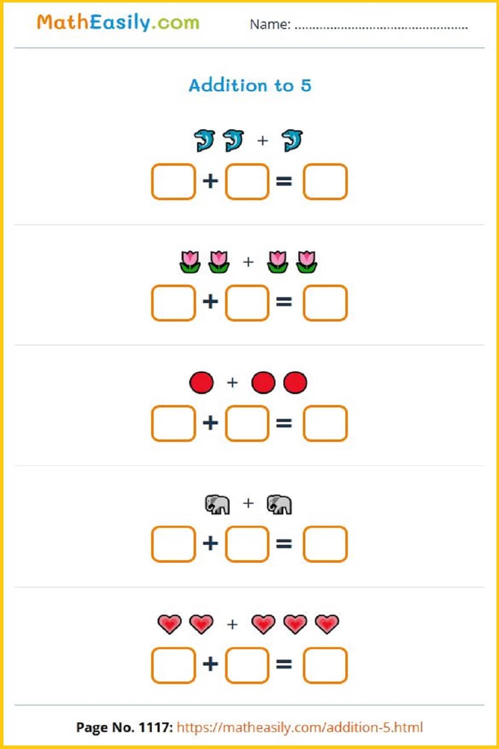 Addition To 5 Games With Pictures Worksheets Addition To 5 Games With Pictures Worksheets