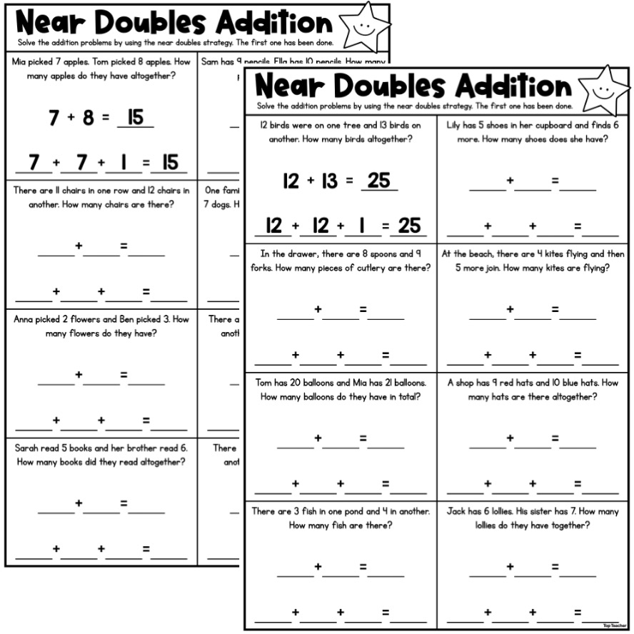 doubles addition worksheets doubles addition worksheets
