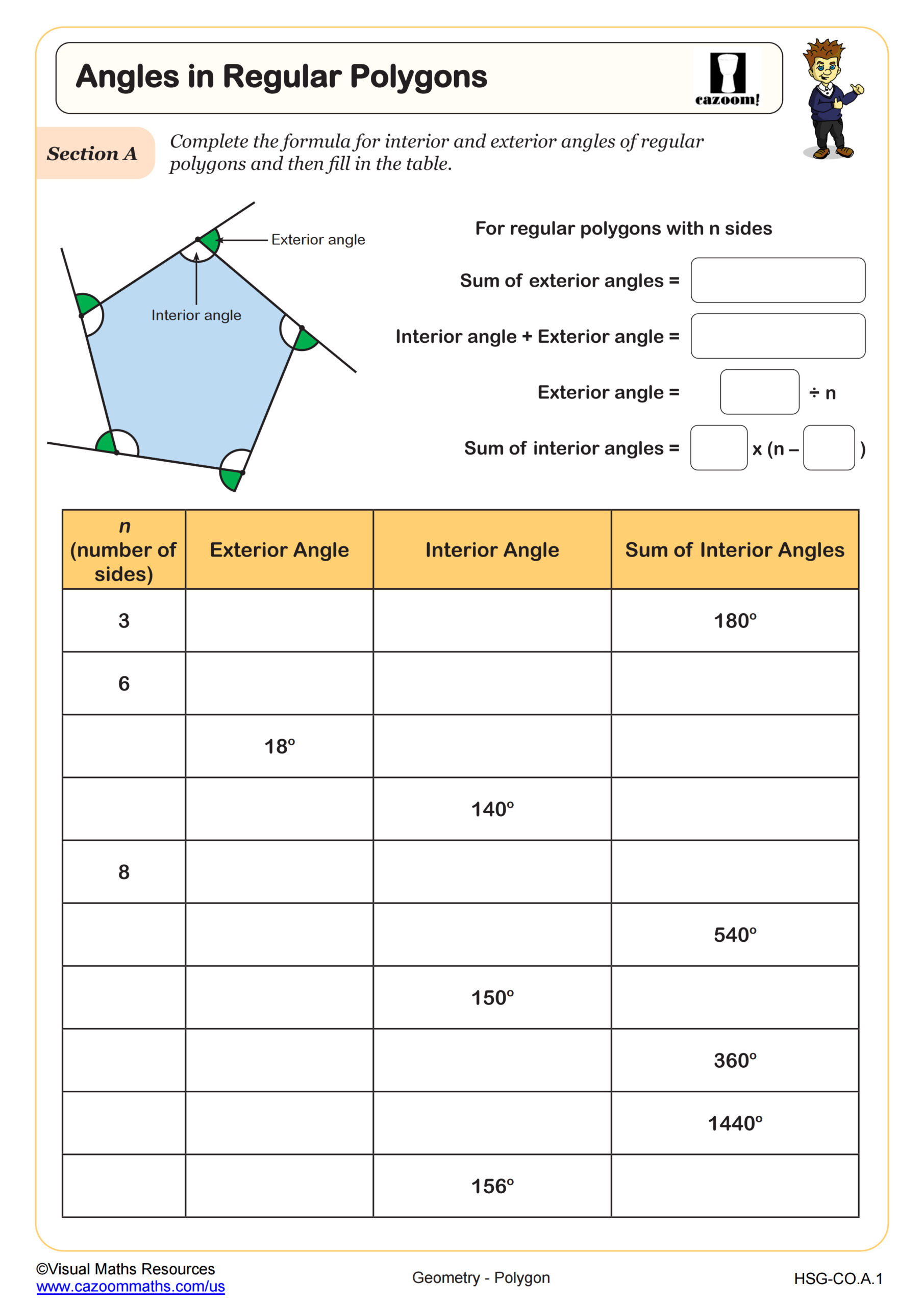 Angles In Regular Polygons Worksheet Fun And Engaging Geometry PDF Worksheets