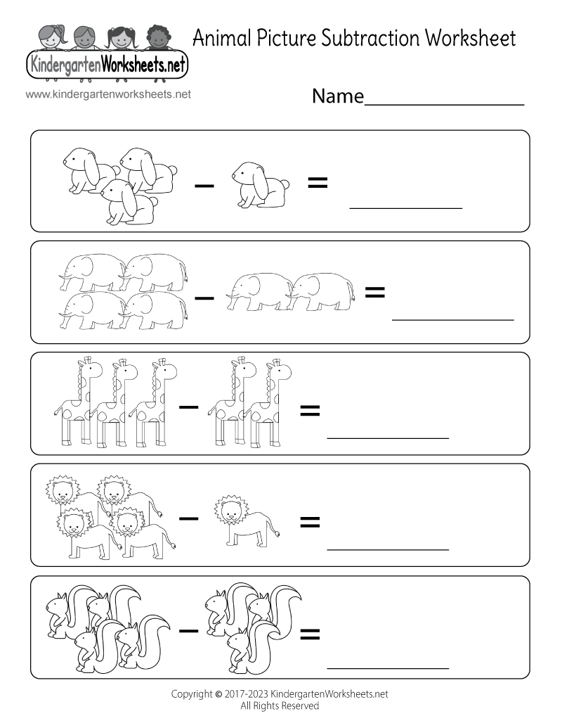 kindergarten subtraction worksheet