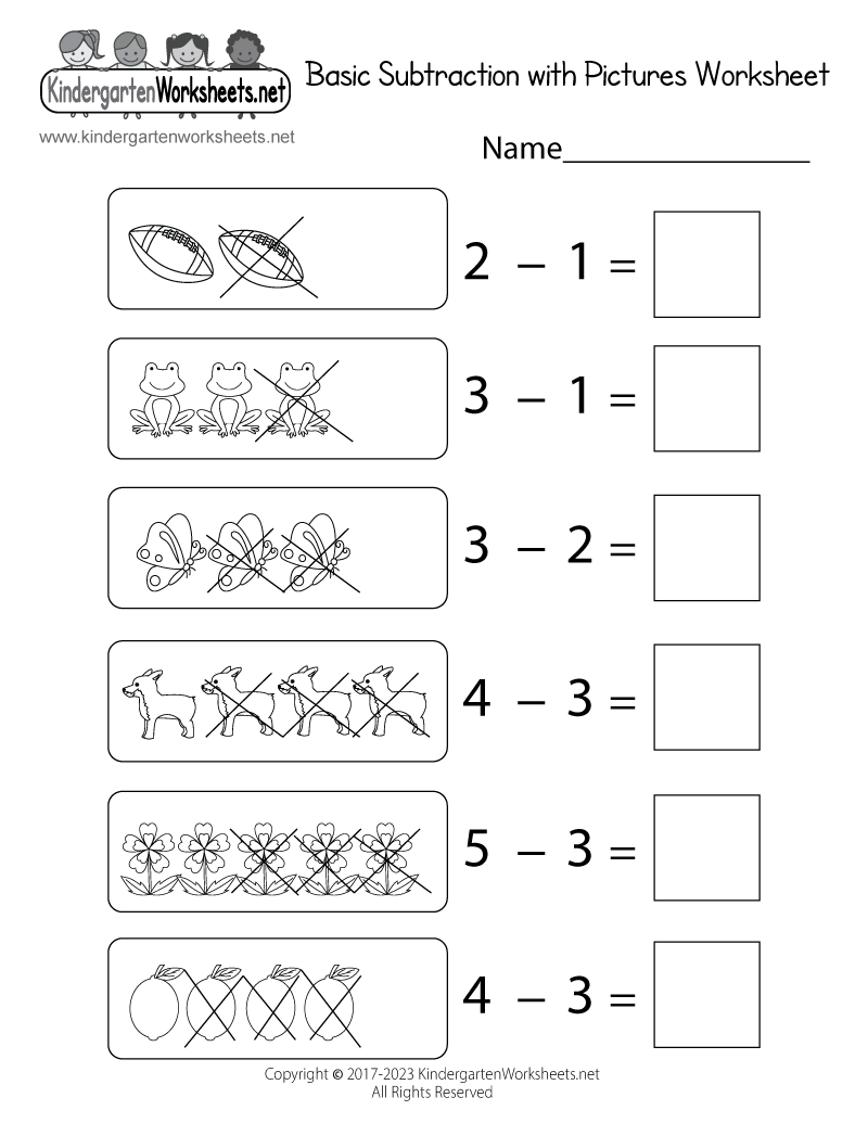 picture subtraction worksheets