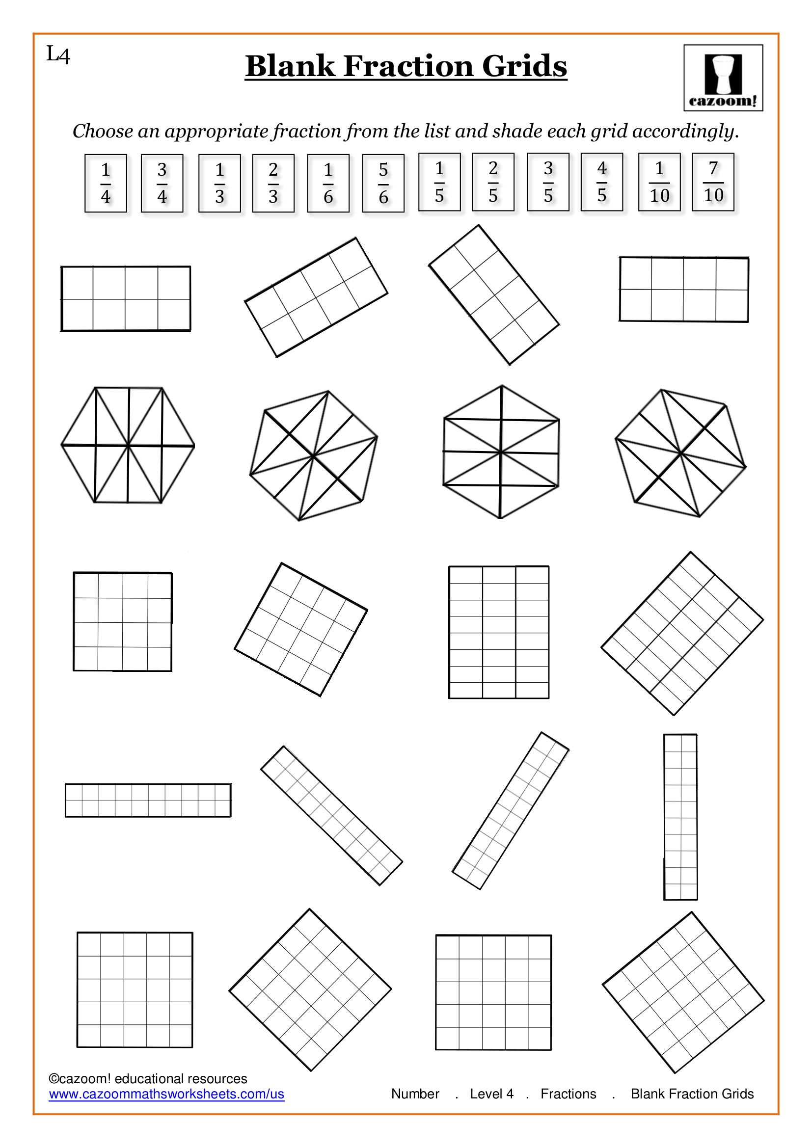 Blank Fraction Shading Grids FREE Teaching Resources Blank Fraction Shading Grids FREE Teaching Resources