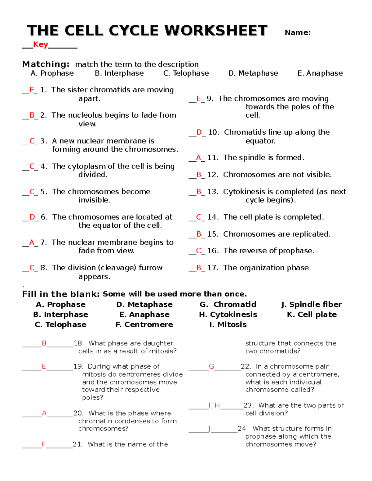 Cell Cycle Worksheet Key With Answers Study Guide Studocu Cell Cycle Worksheet Key With Answers Study Guide Studocu