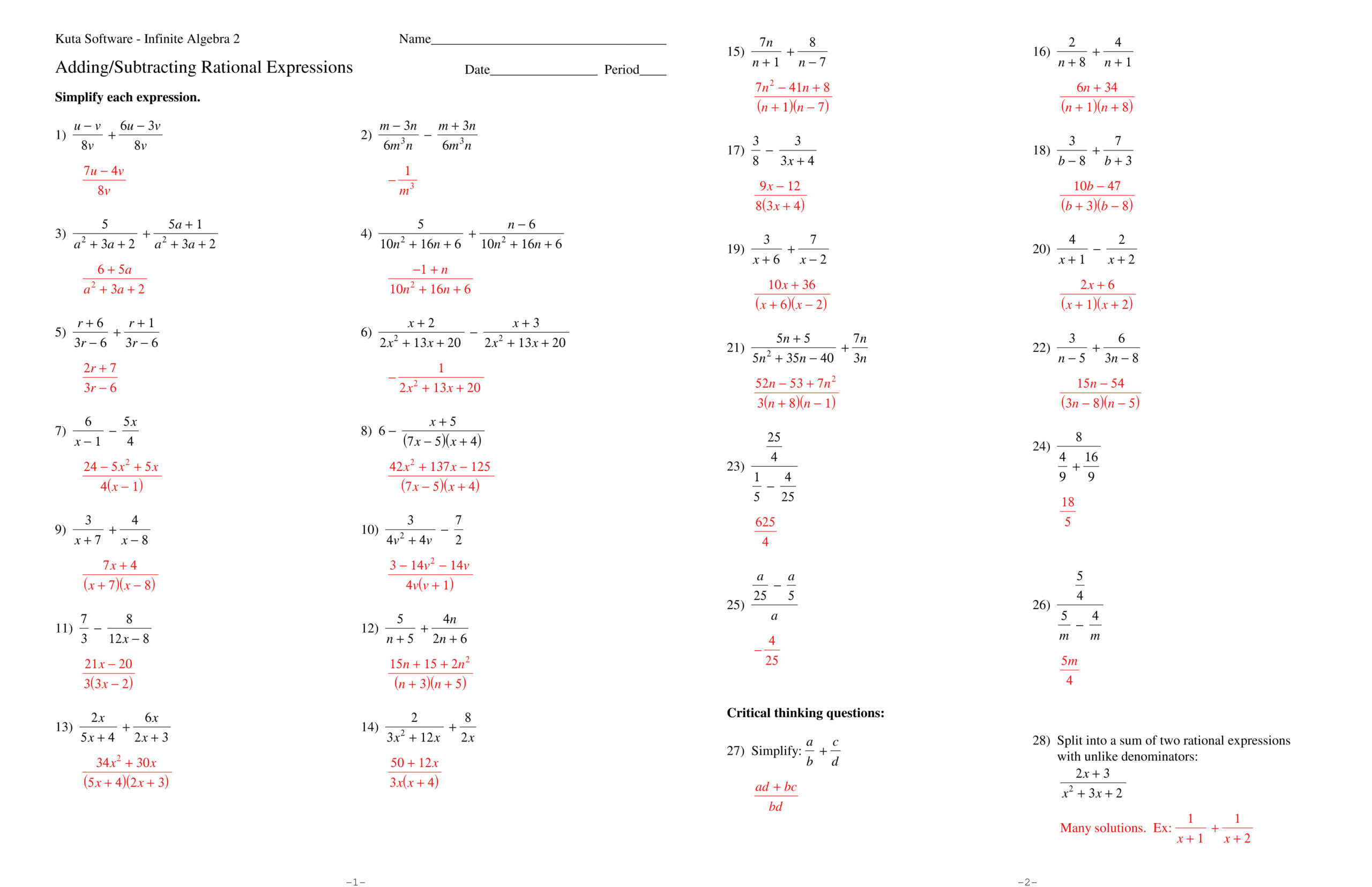 Chapter 2 Algebra II amp Trigonometry Page 2 Worksheets Library
