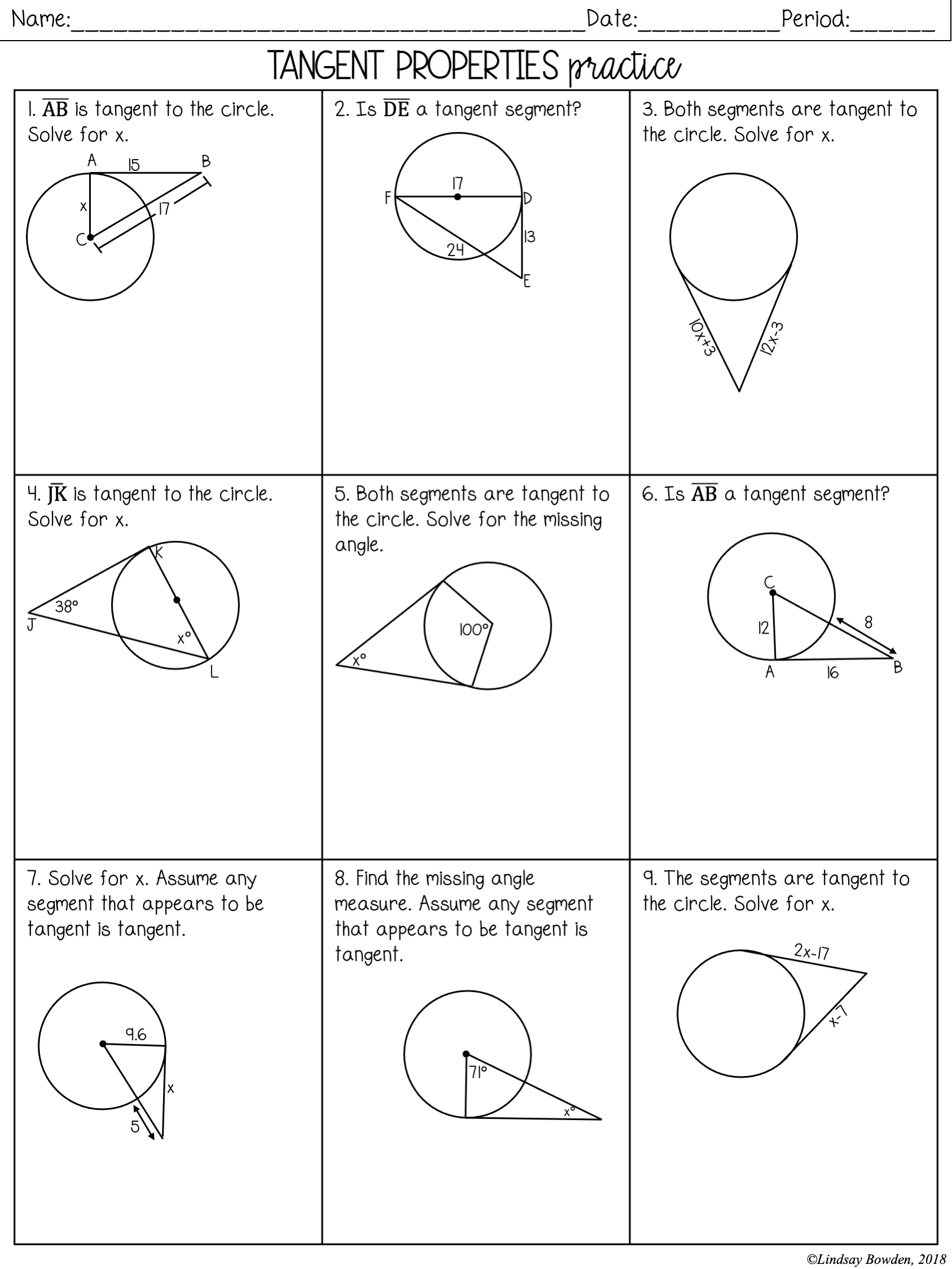 geometry circles review worksheet answers