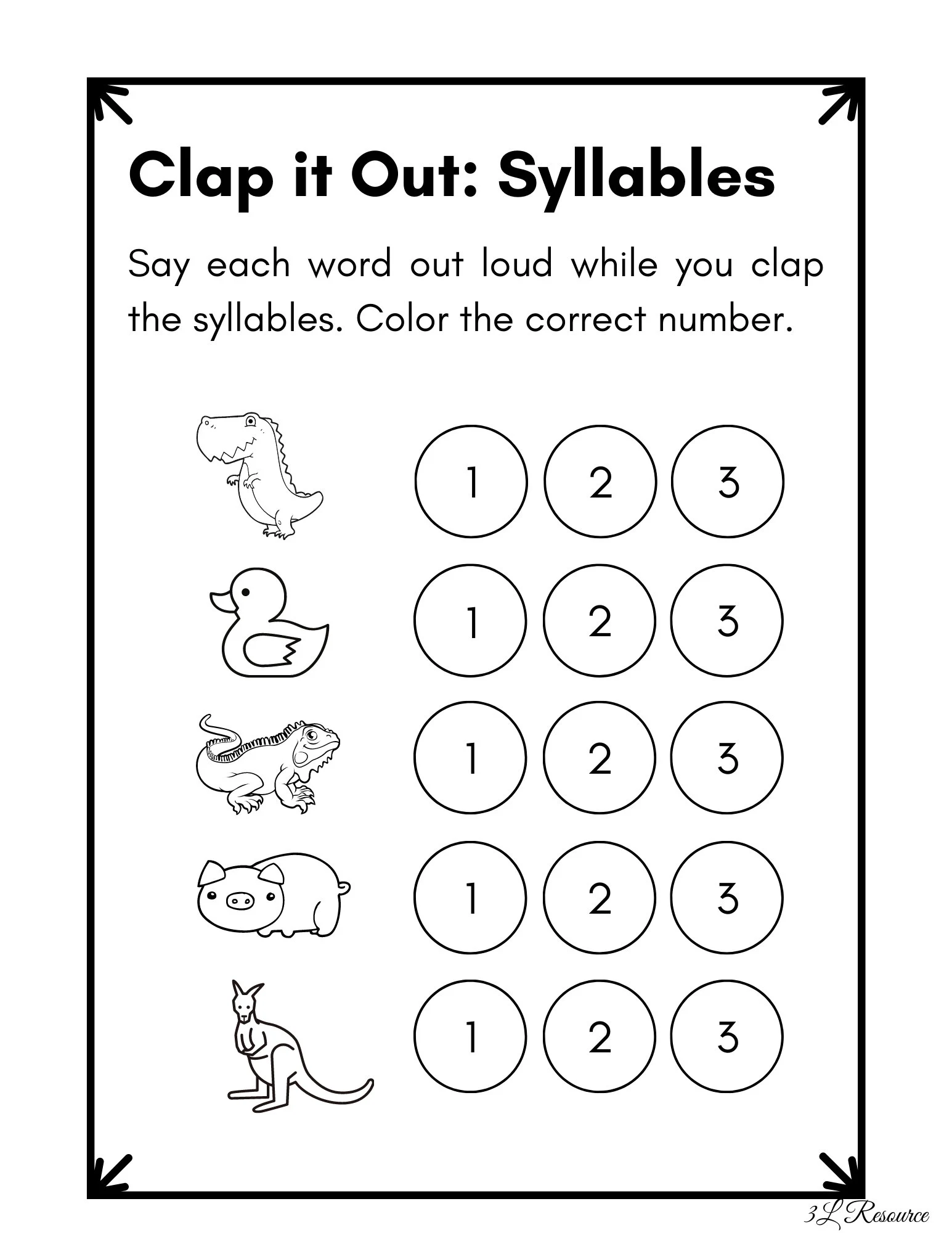 Clap It Out Syllables Worksheet Kindergarten Preschool Etsy Clap It Out Syllables Worksheet Kindergarten Preschool Etsy