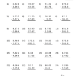 Decimal Subtraction Worksheets