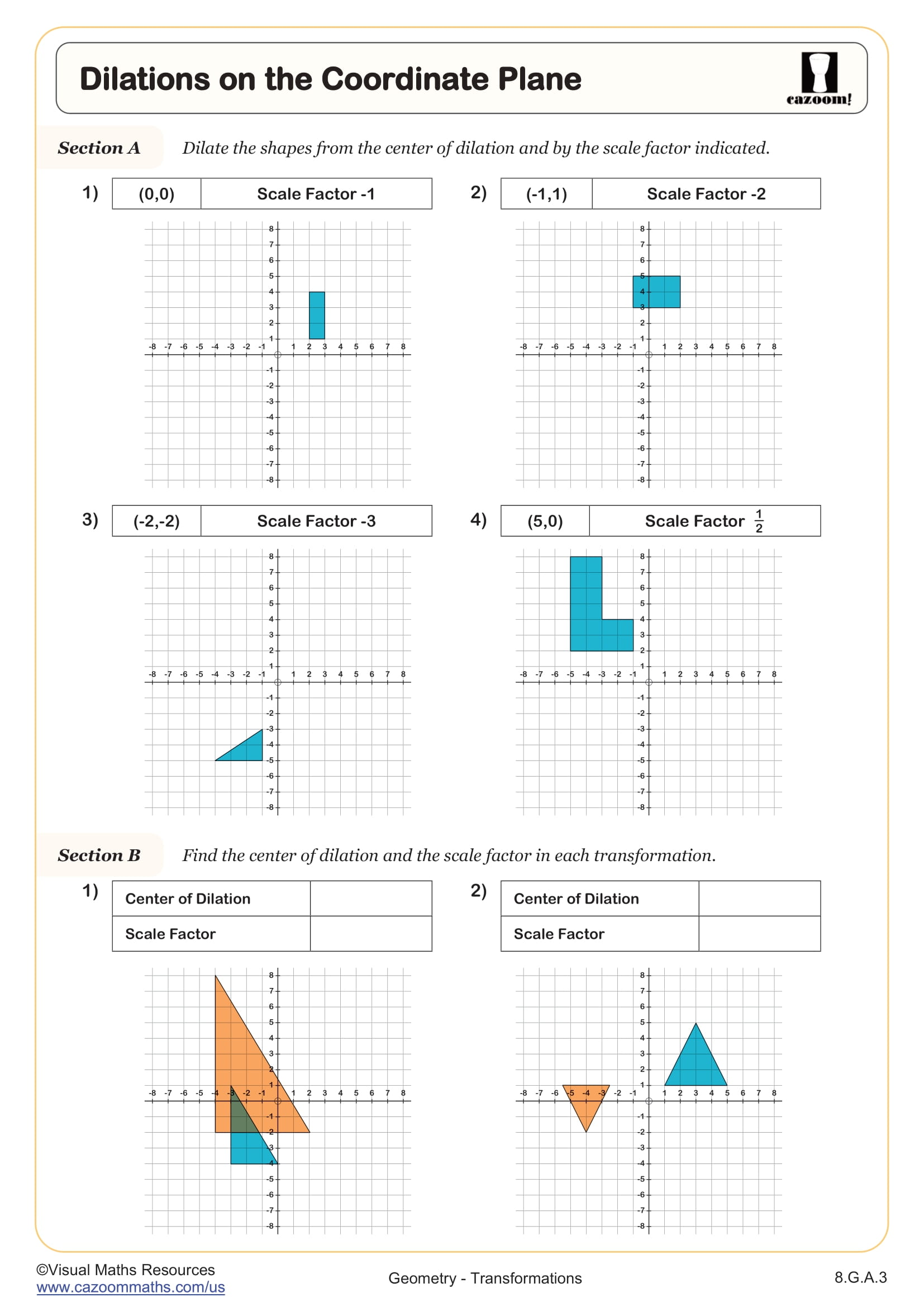 geometry dilations worksheet