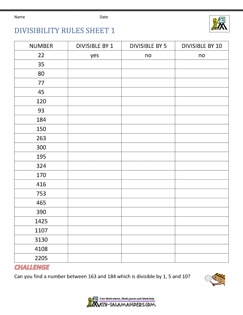 divisibility rules worksheets divisibility rules worksheets