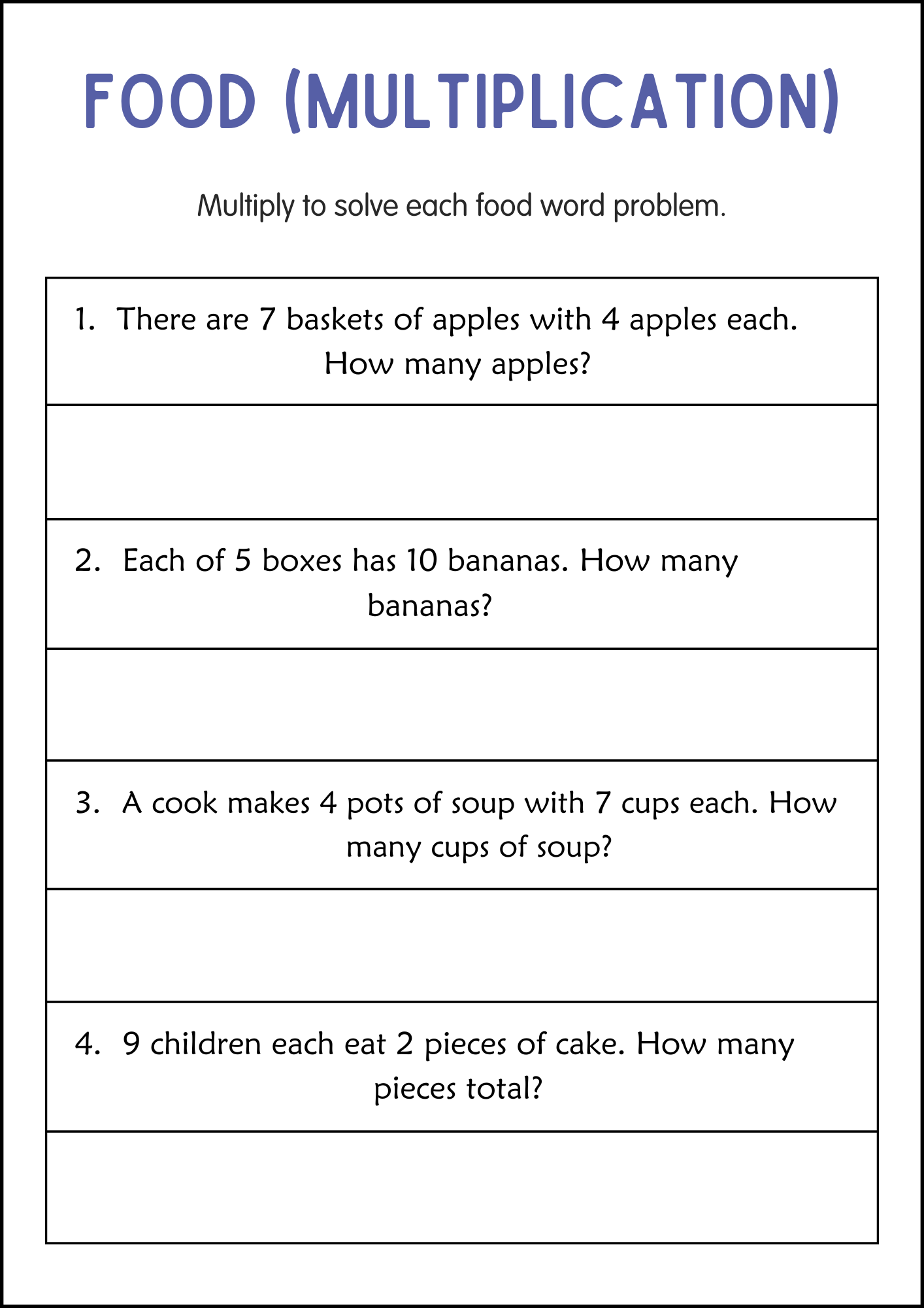 multiplication and division word problems worksheets