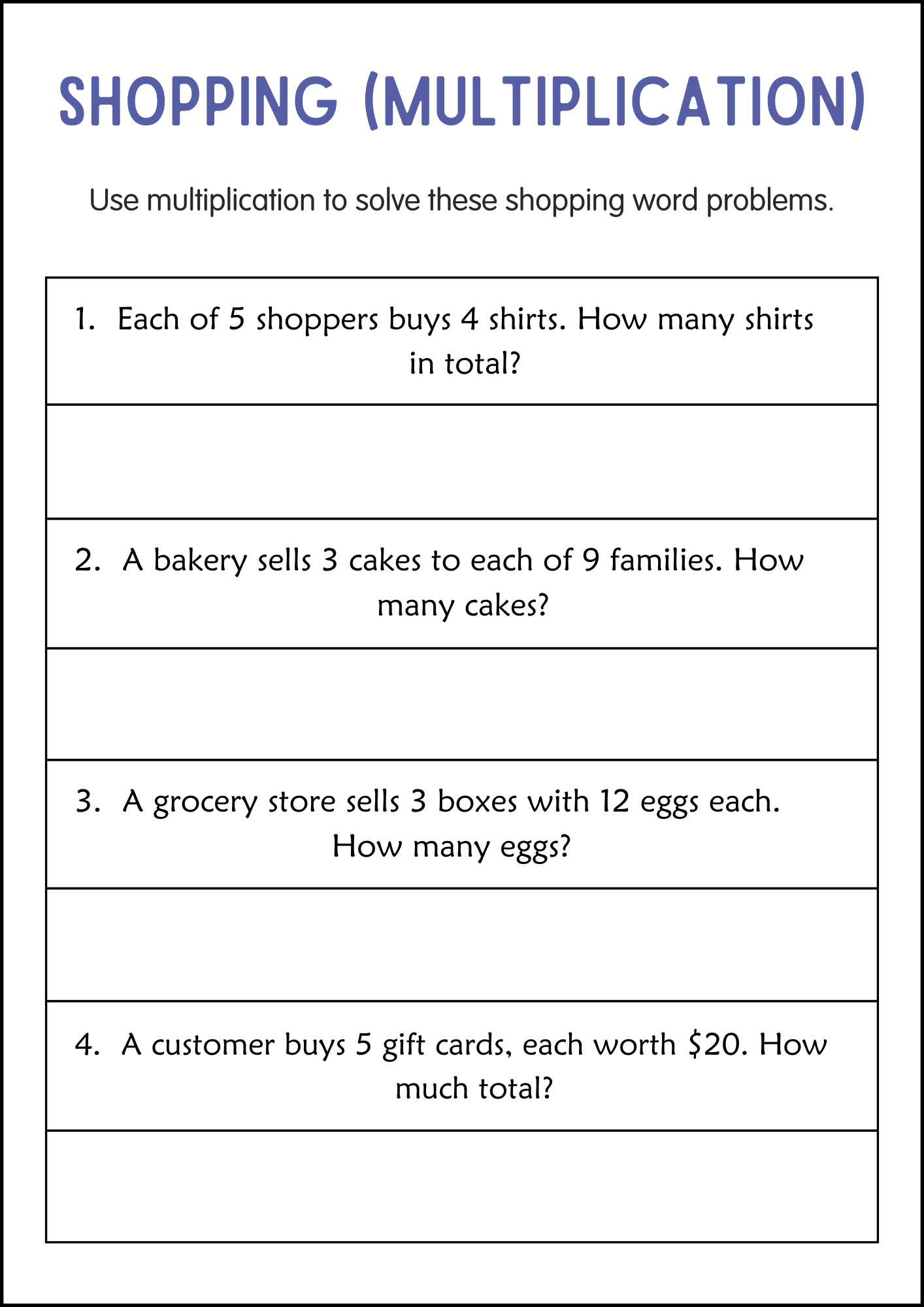 Division And Multiplication Word Problems Math Worksheets For Grade 2 3 4 Made By Teachers
