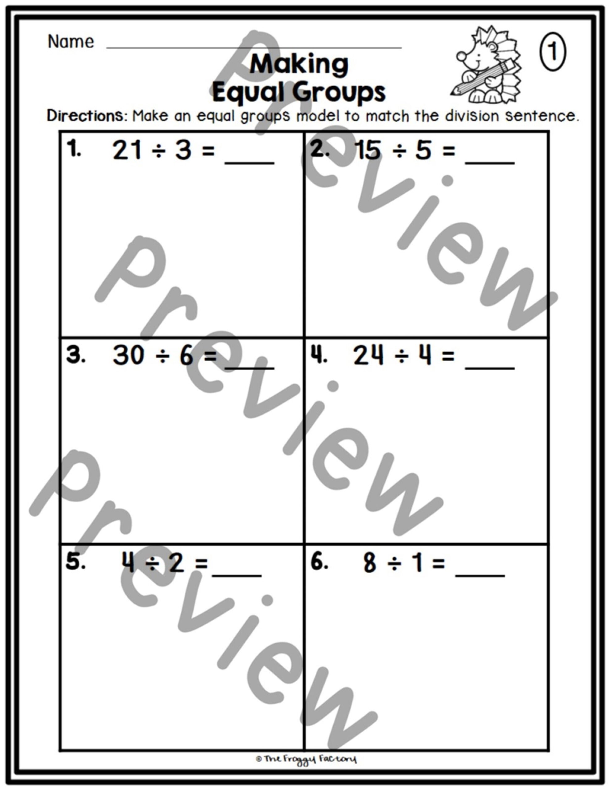Division Equal Groups Division Worksheets Division Practice Classful