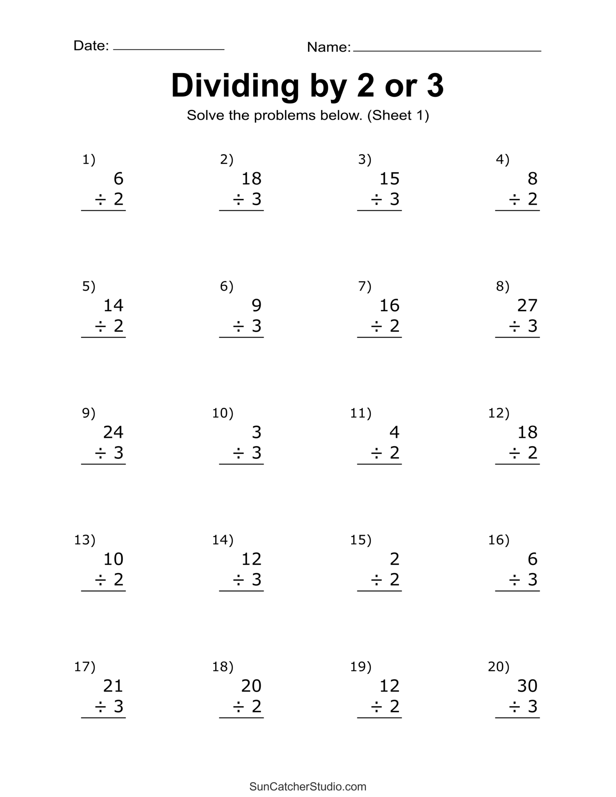 division for 3rd graders worksheets