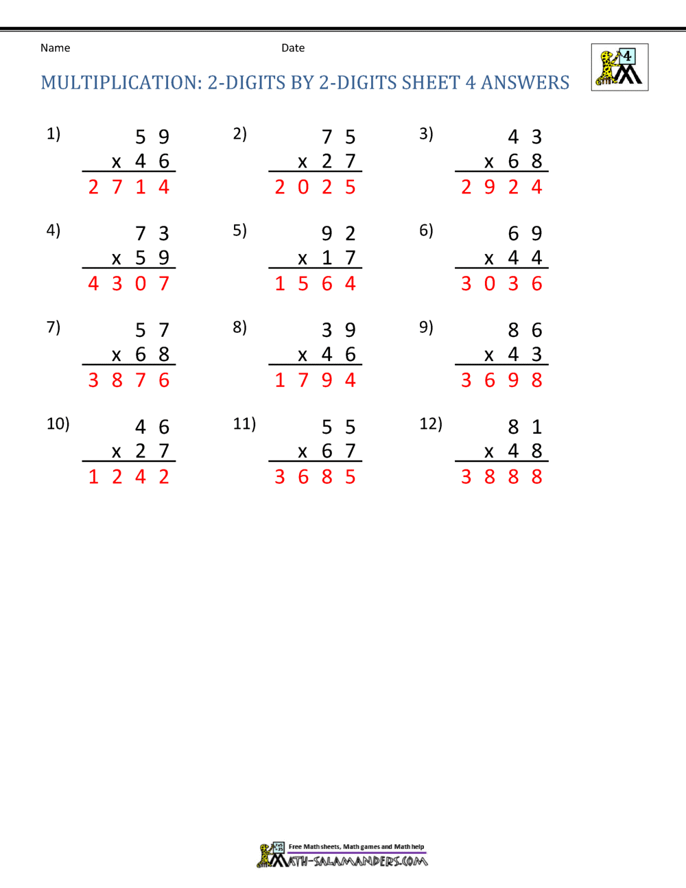 Double Digit Multiplication Worksheets 4th Grade Double Digit Multiplication Worksheets 4th Grade
