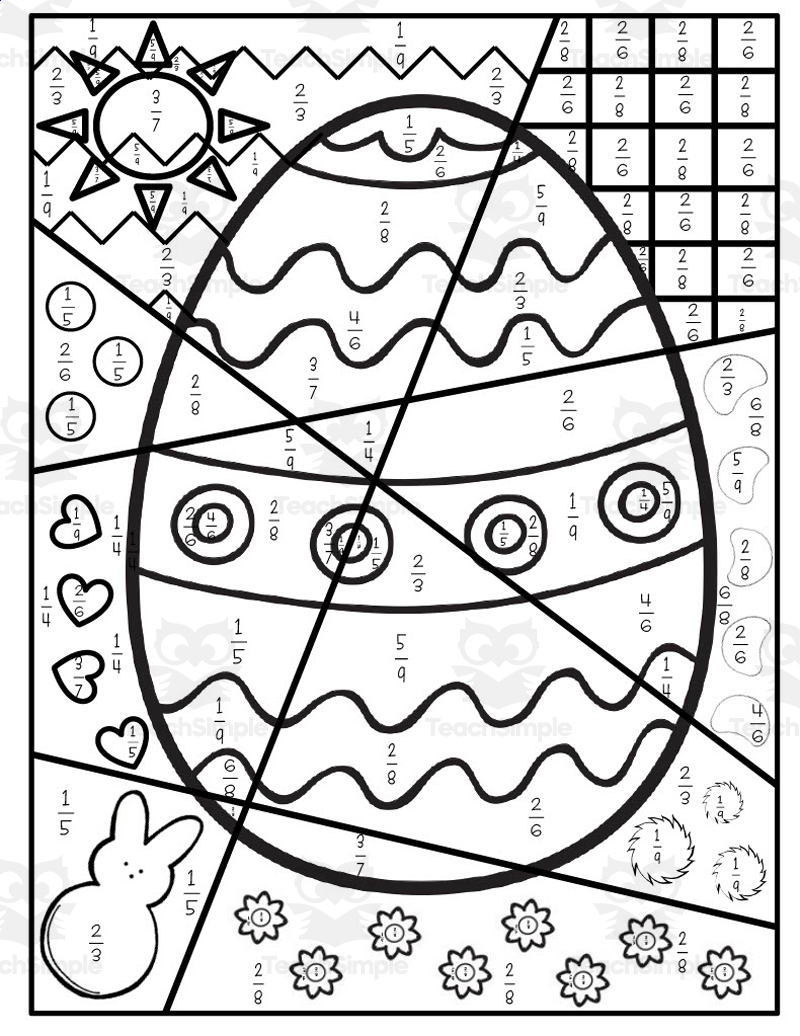 Easter Fractions Coloring Activity By Teach Simple Easter Fractions Coloring Activity By Teach Simple