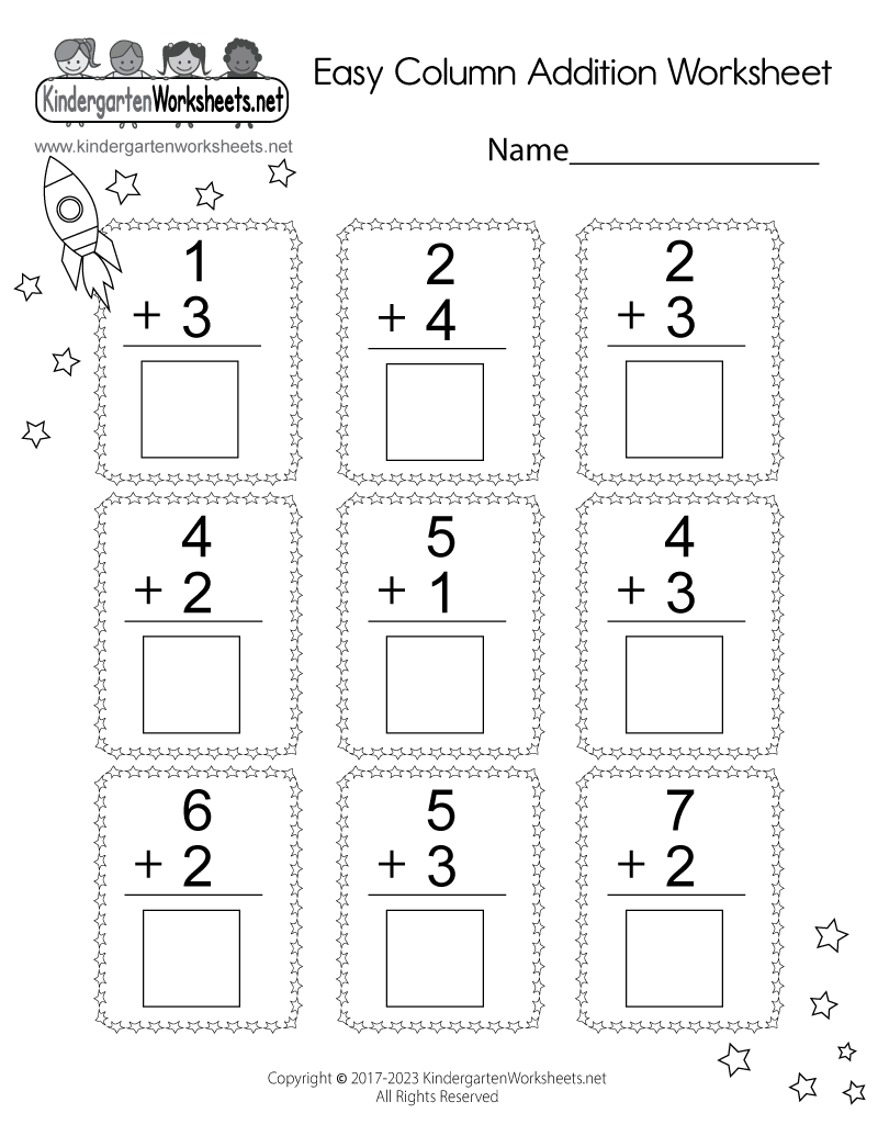 Easy Column Addition Worksheet Free Printable PDF