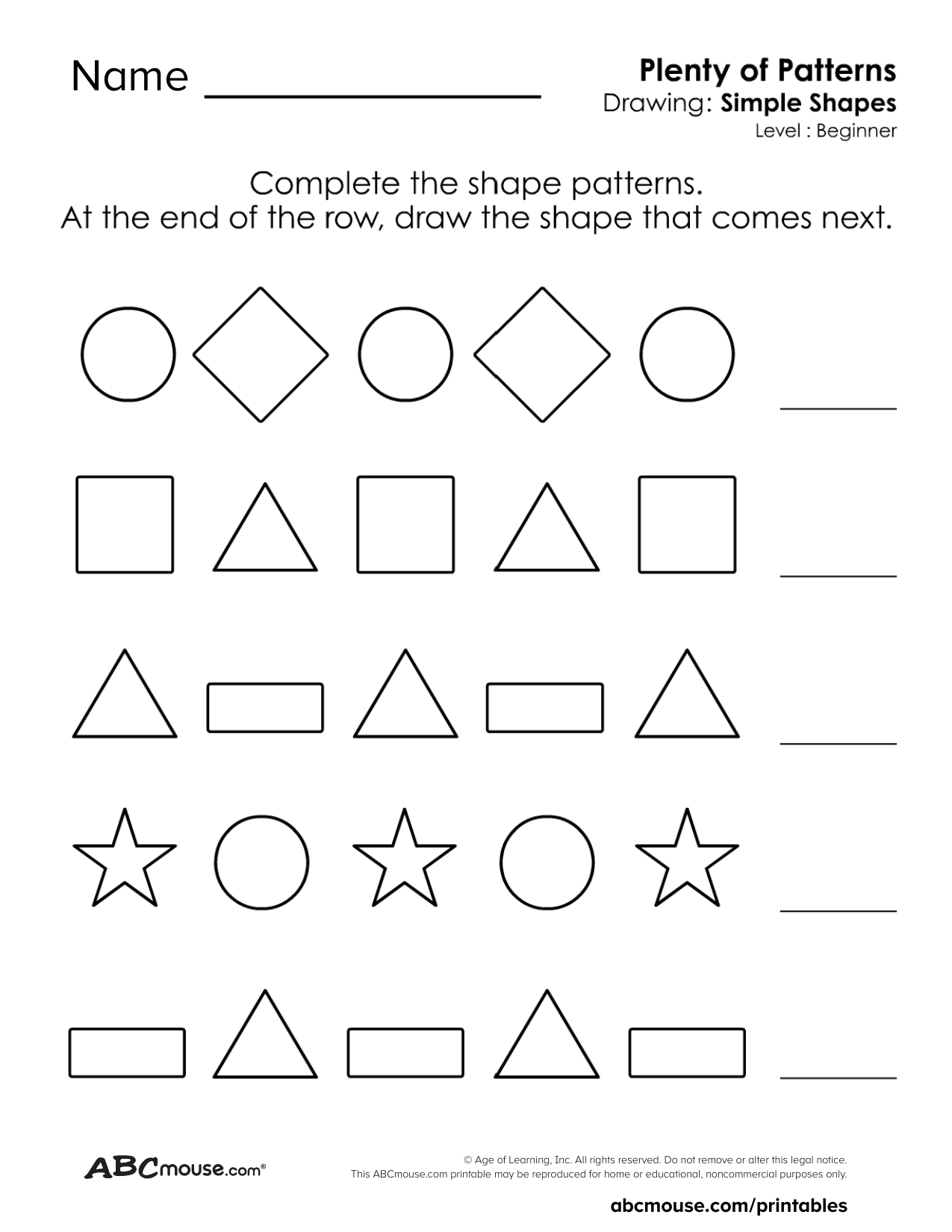 Easy Pattern Worksheets For Preschool And Kindergarten FREE Printables ABCmouse