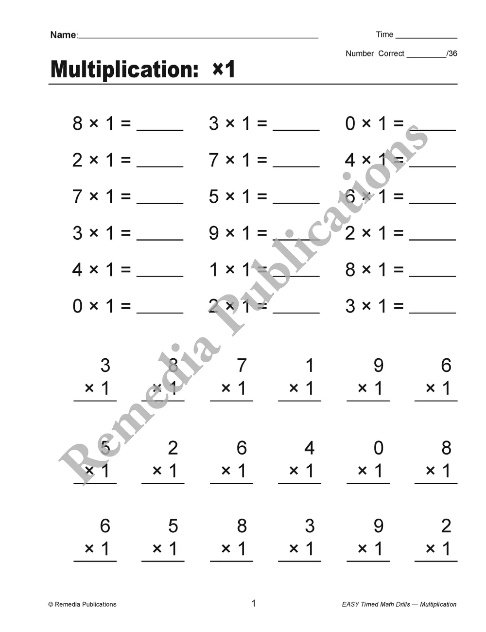 Easy Timed Math Drills Multiplication Easy Timed Math Drills Multiplication
