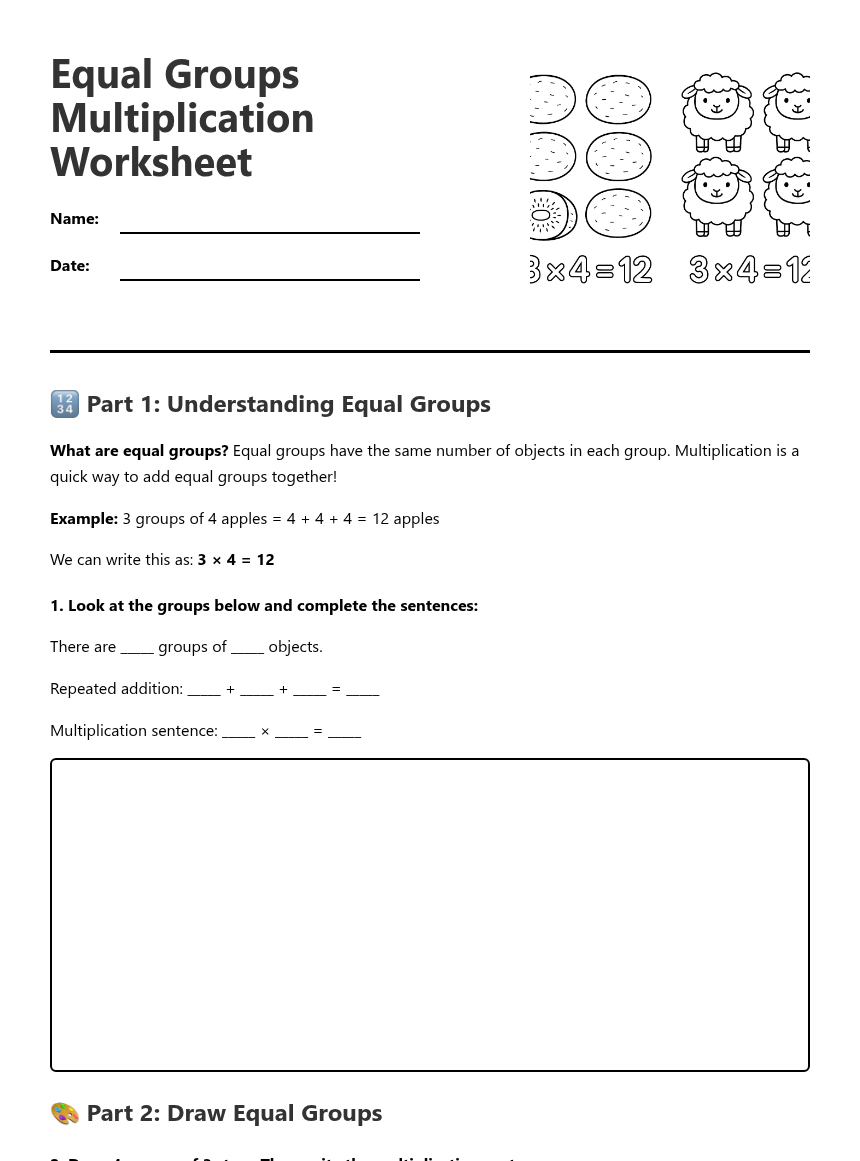 Equal Groups Multiplication Worksheet Free Printable Worksheet For Maths Kuraplan Equal Groups Multiplication Worksheet Free Printable Worksheet For Maths Kuraplan