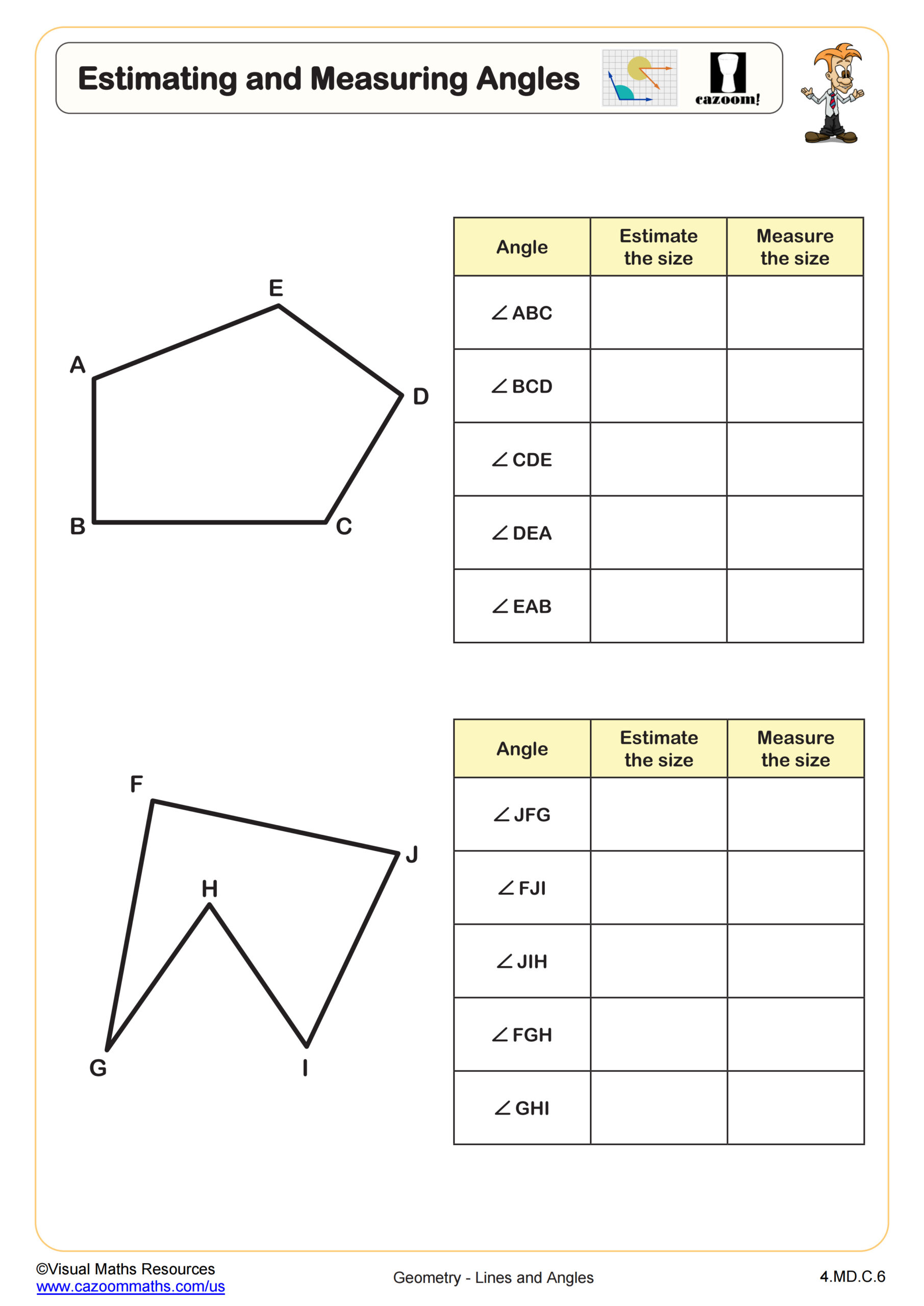 geometry worksheet polygon angle measures
