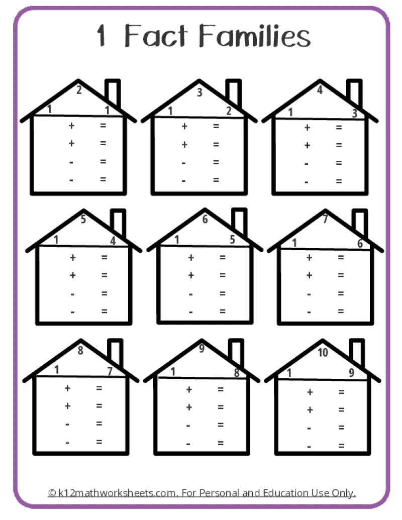 Fact Family Worksheets Fact Family Worksheets