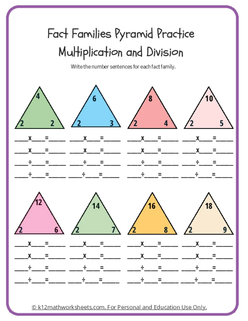 division and multiplication fact families worksheets division and multiplication fact families worksheets