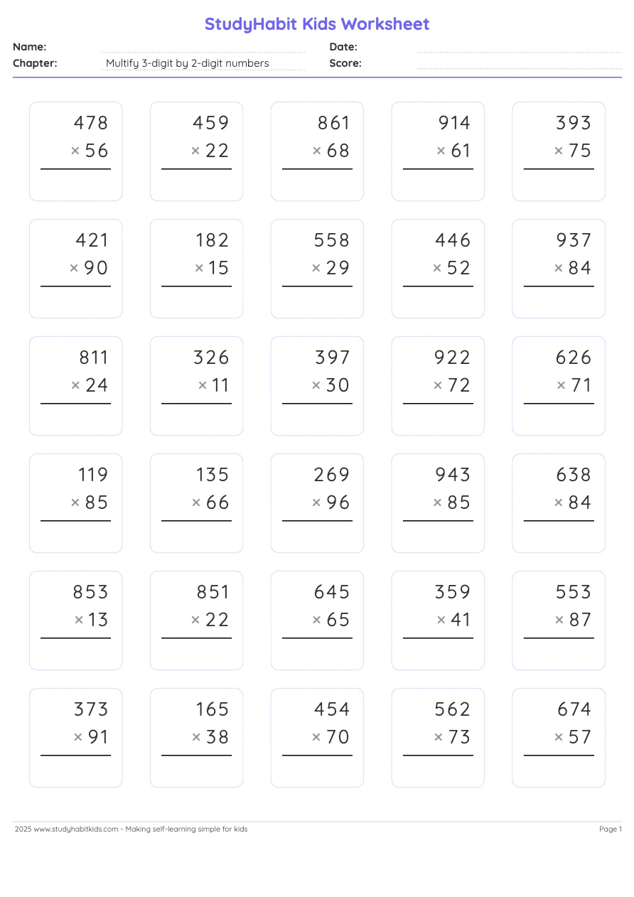 Fifth Grade Multiplication Worksheets Multify 3 digit By 2 digit Numbers Fifth Grade Multiplication Worksheets Multify 3 digit By 2 digit Numbers