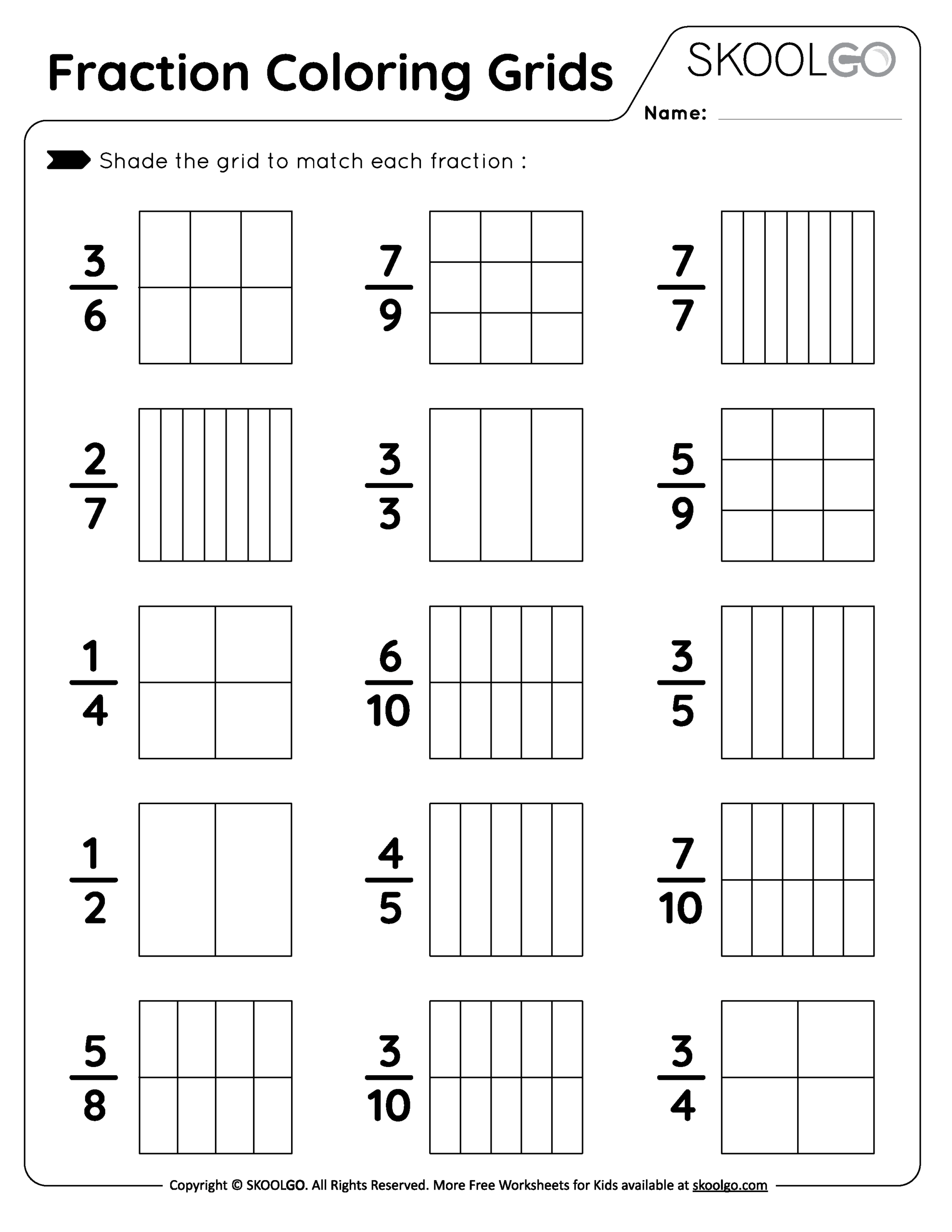Fraction Coloring Grids Free Worksheet For Kids SKOOLGO Worksheets Library Fraction Coloring Grids Free Worksheet For Kids SKOOLGO Worksheets Library