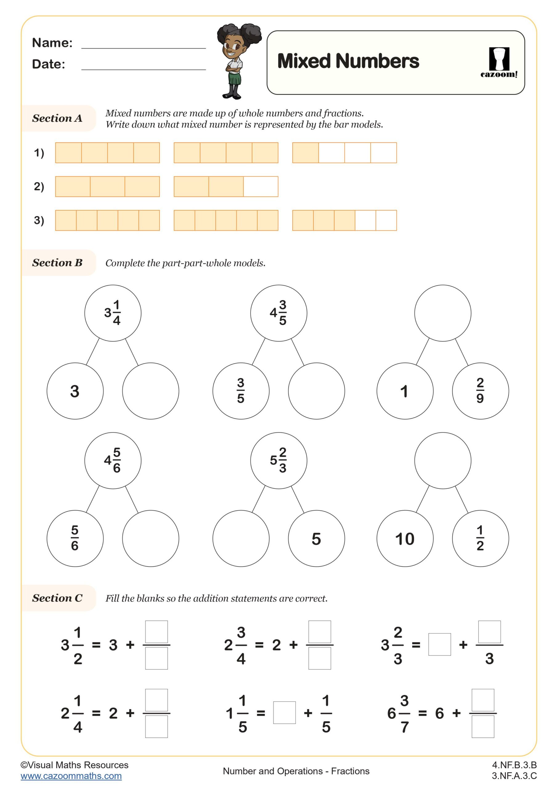 Fractions Greater Than One Improper Fractions Worksheet Fun And Engaging 3rd And 4th Grade Number Operations Worksheet