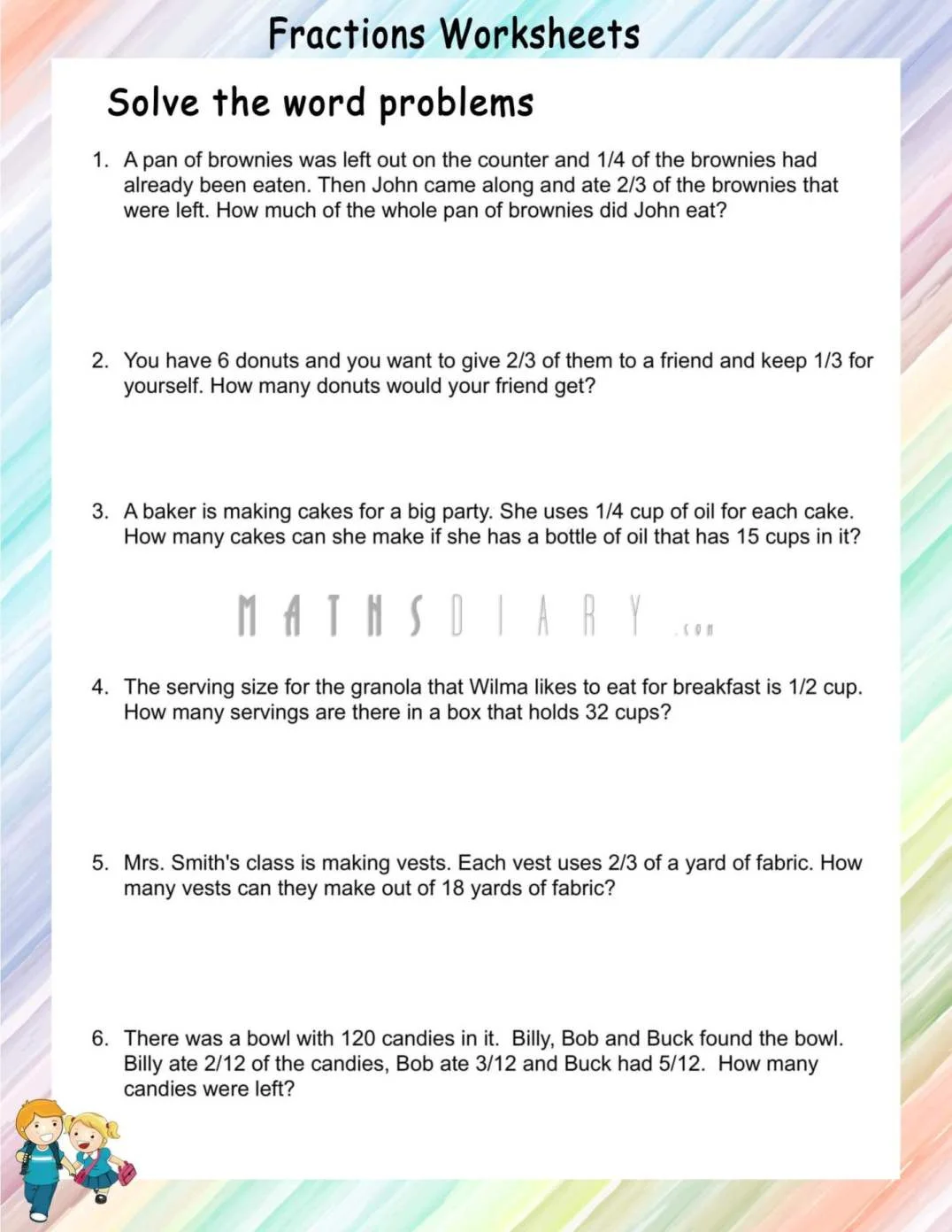 Fractions Word Problems With Four Operations Worksheets Math Worksheets MathsDiary
