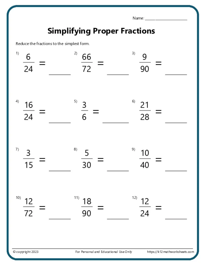 Fractions Worksheets K12 Math Worksheets